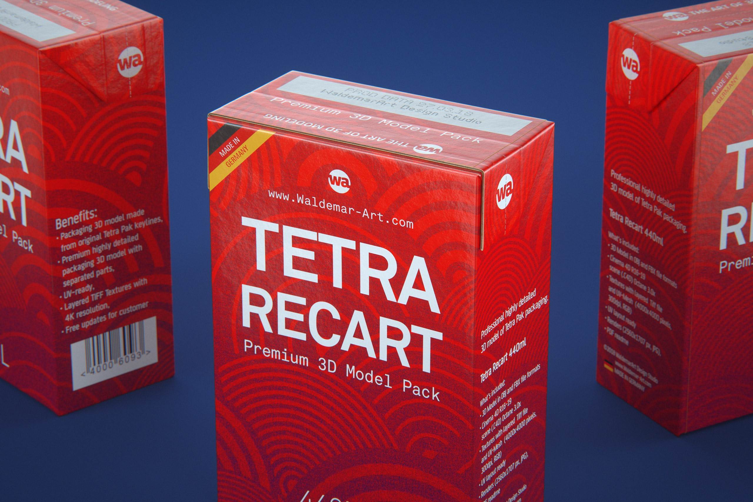 Tetra Pack Recart 440ml Premium carton packaging 3D model pak