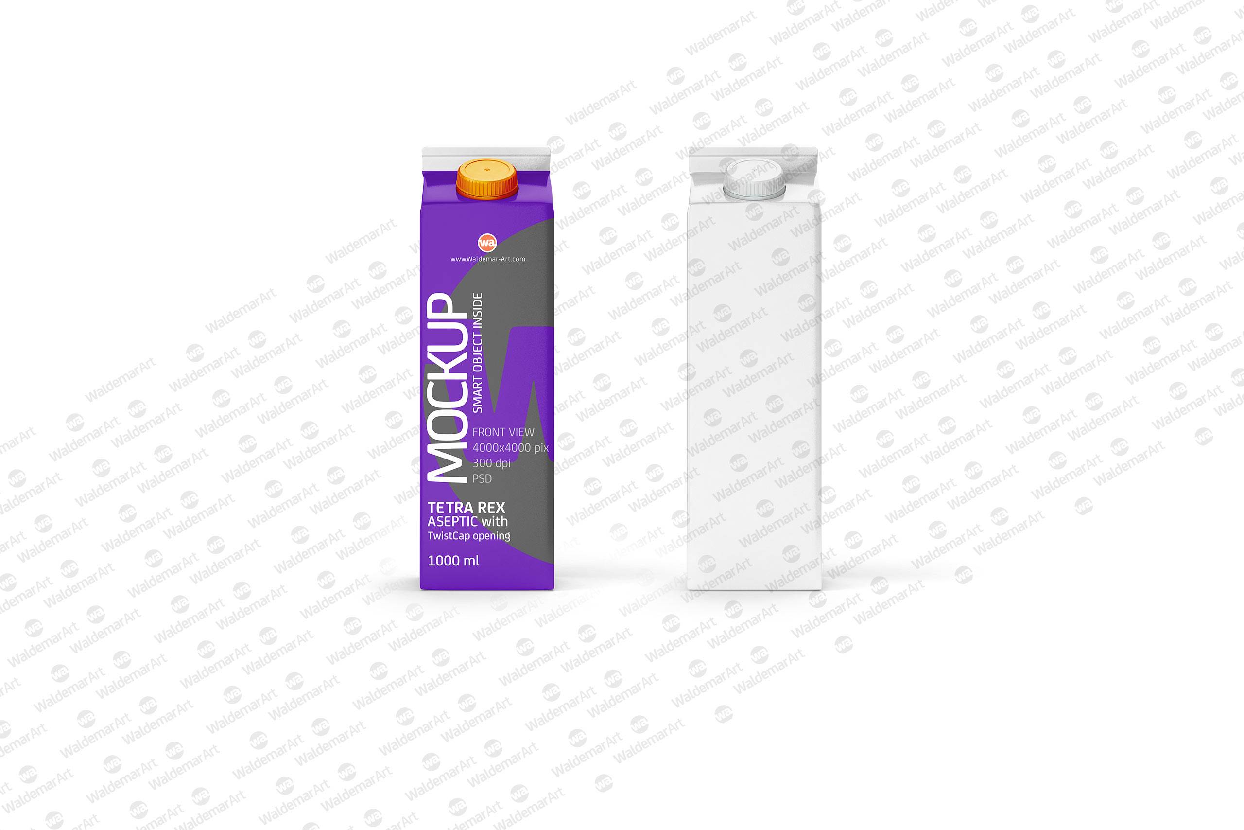 Photoshop Mockup of Tetra Pack Rex 1000ml with TwistCap Front View