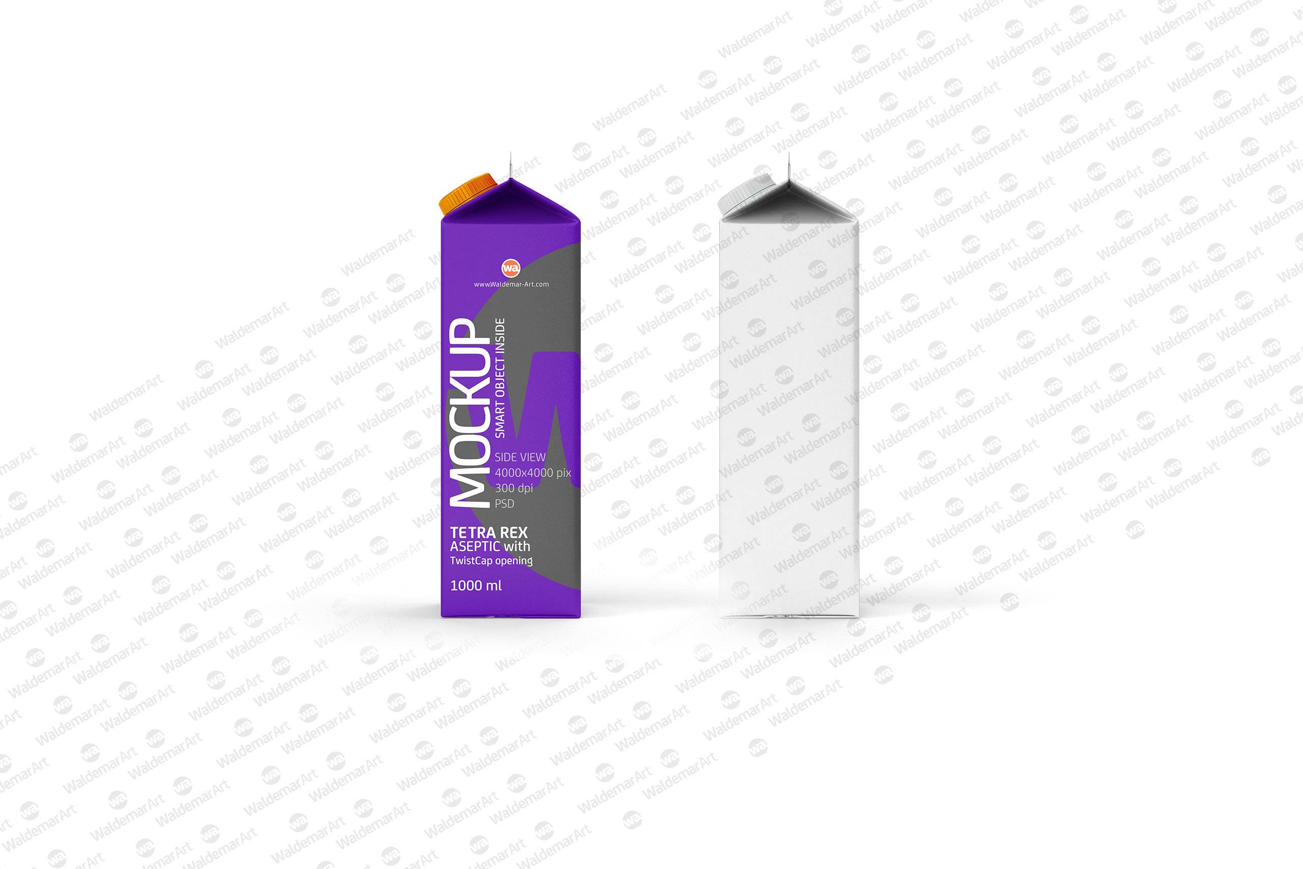 Photoshop Mockup of Tetra Pack Rex 1000ml with TwistCap Side View
