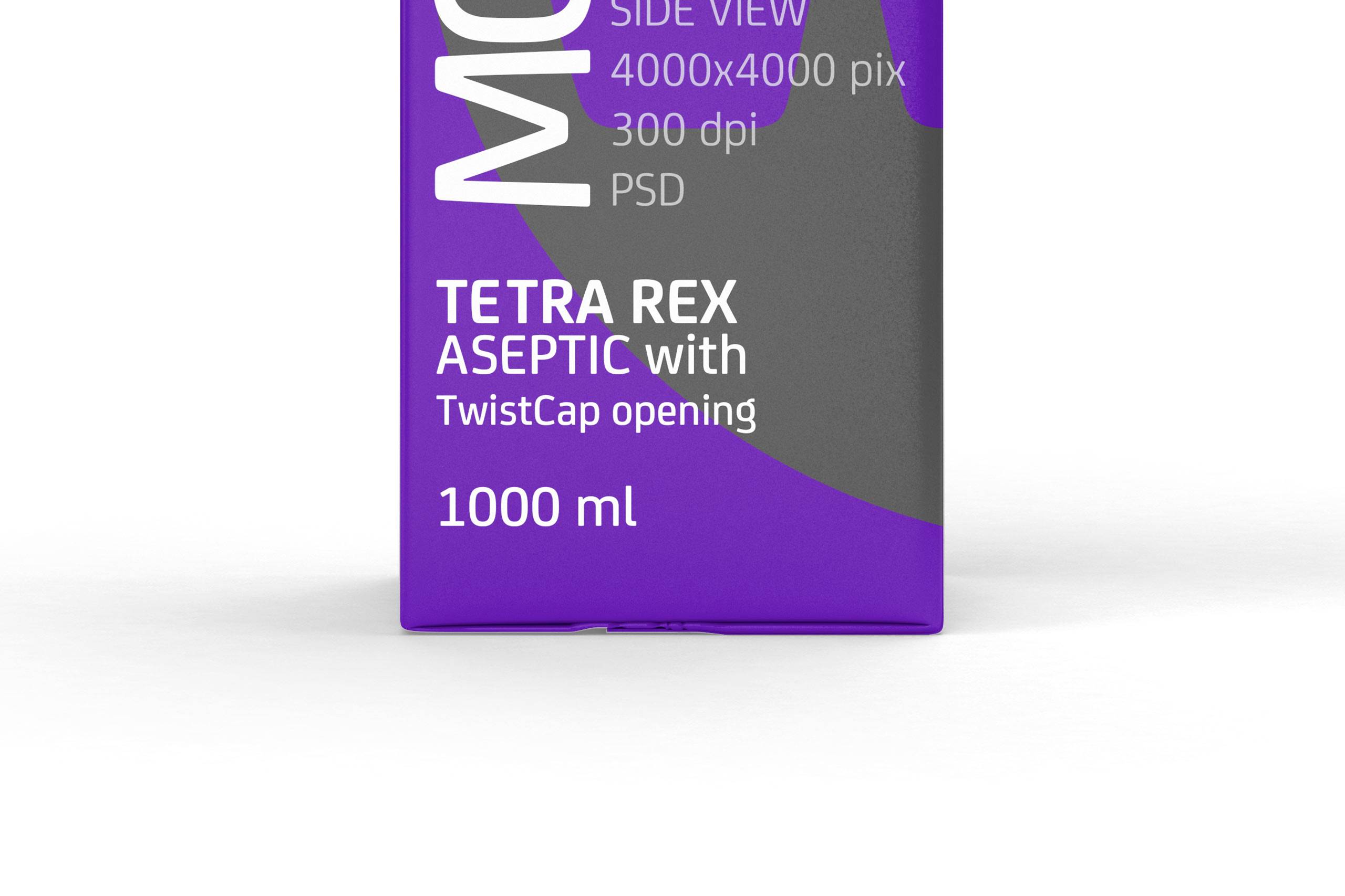 Photoshop Mockup of Tetra Pack Rex 1000ml with TwistCap Side View