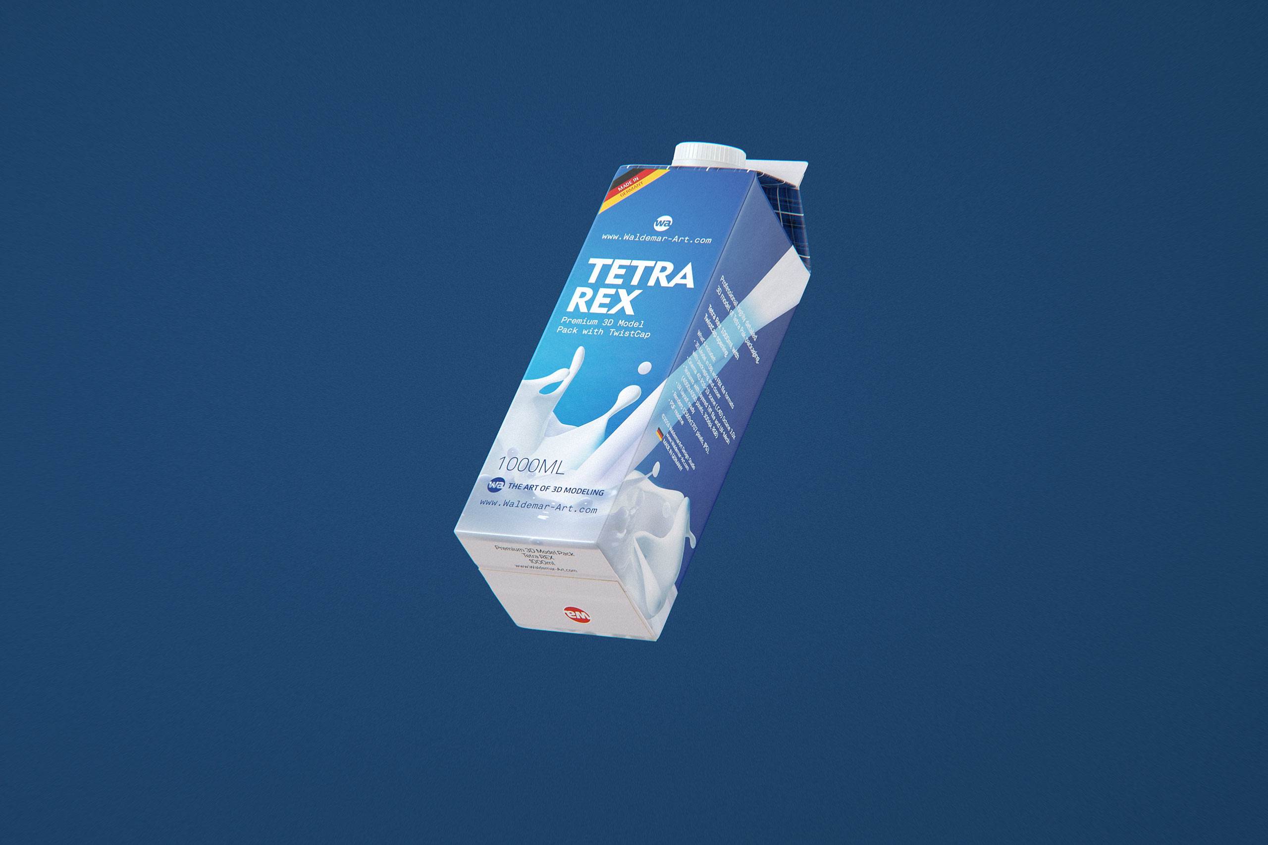 Tetra Rex 1000ml carton packaging 3d model with TwistCap