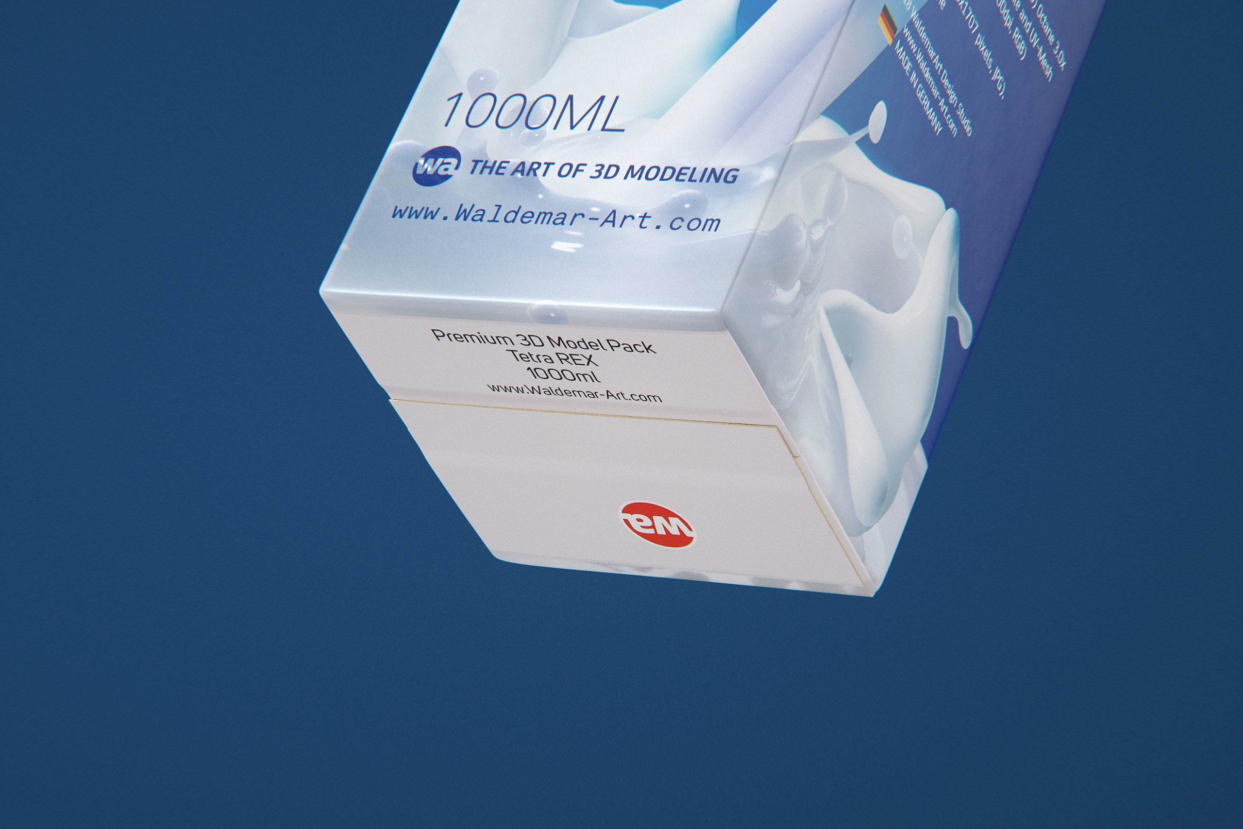 Tetra Rex 1000ml carton packaging 3d model with TwistCap