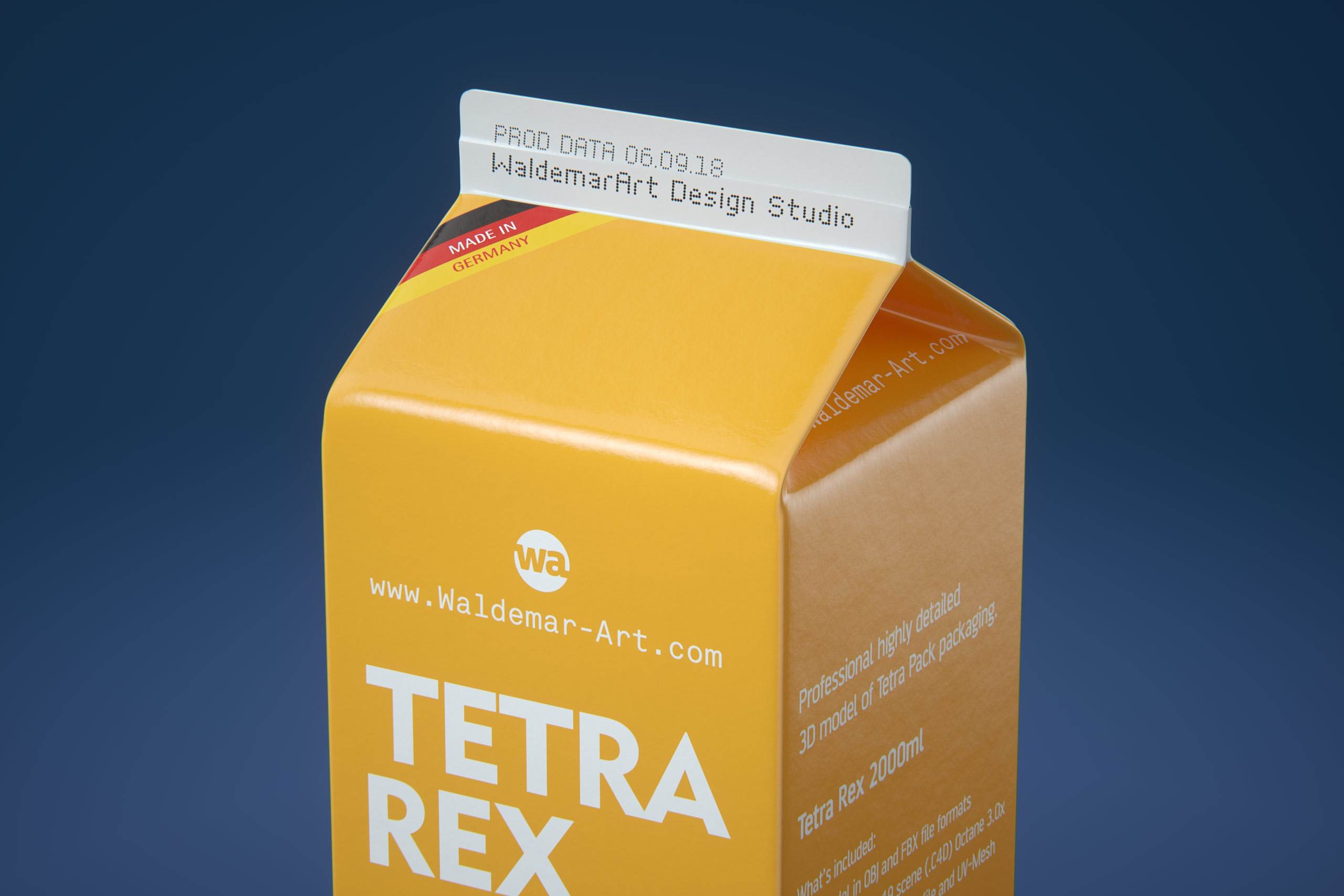 Tetra Pack REX Mid 2000ml Professional carton packaging 3D model pak