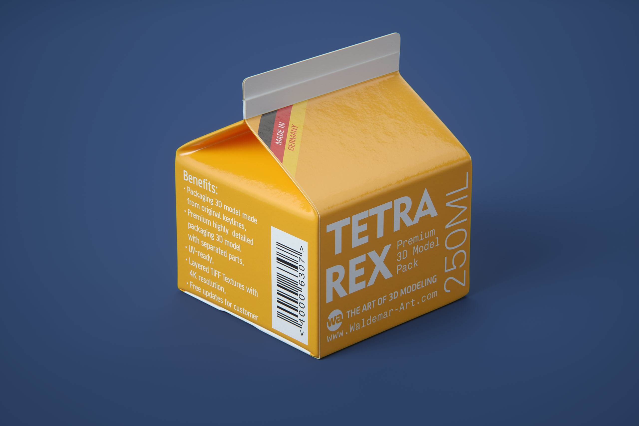 Tetra REX 250ml Professional carton packaging 3D model pak