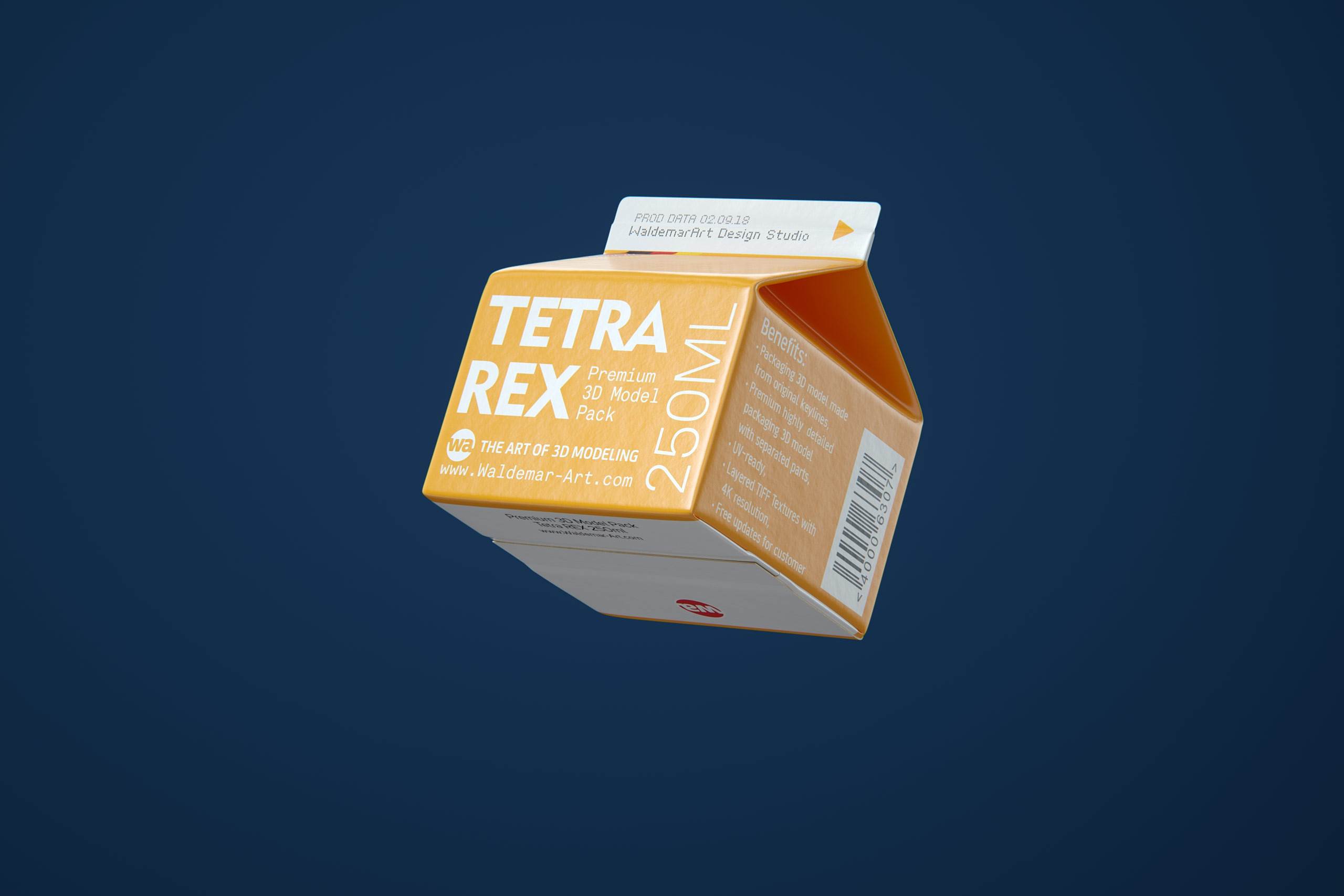 Tetra REX 250ml Professional carton packaging 3D model pak