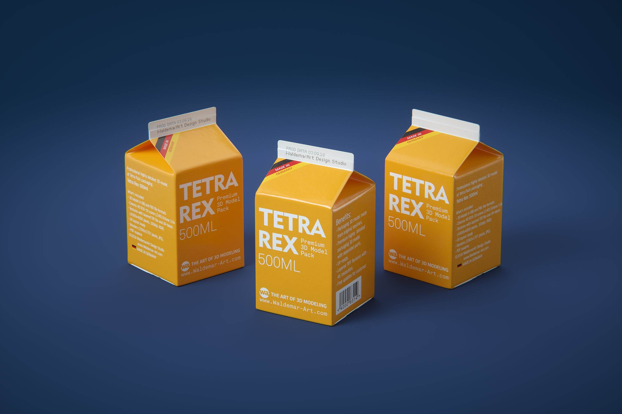 Tetra Pack REX 500ml Professional carton packaging 3D model pak / WA