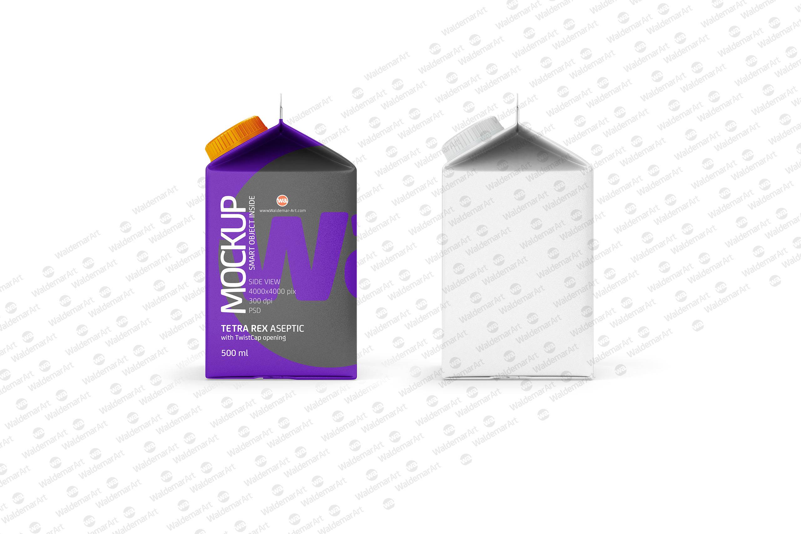Package Mock-up of Tetra Pack Rex 500ml with TwistCap Side View