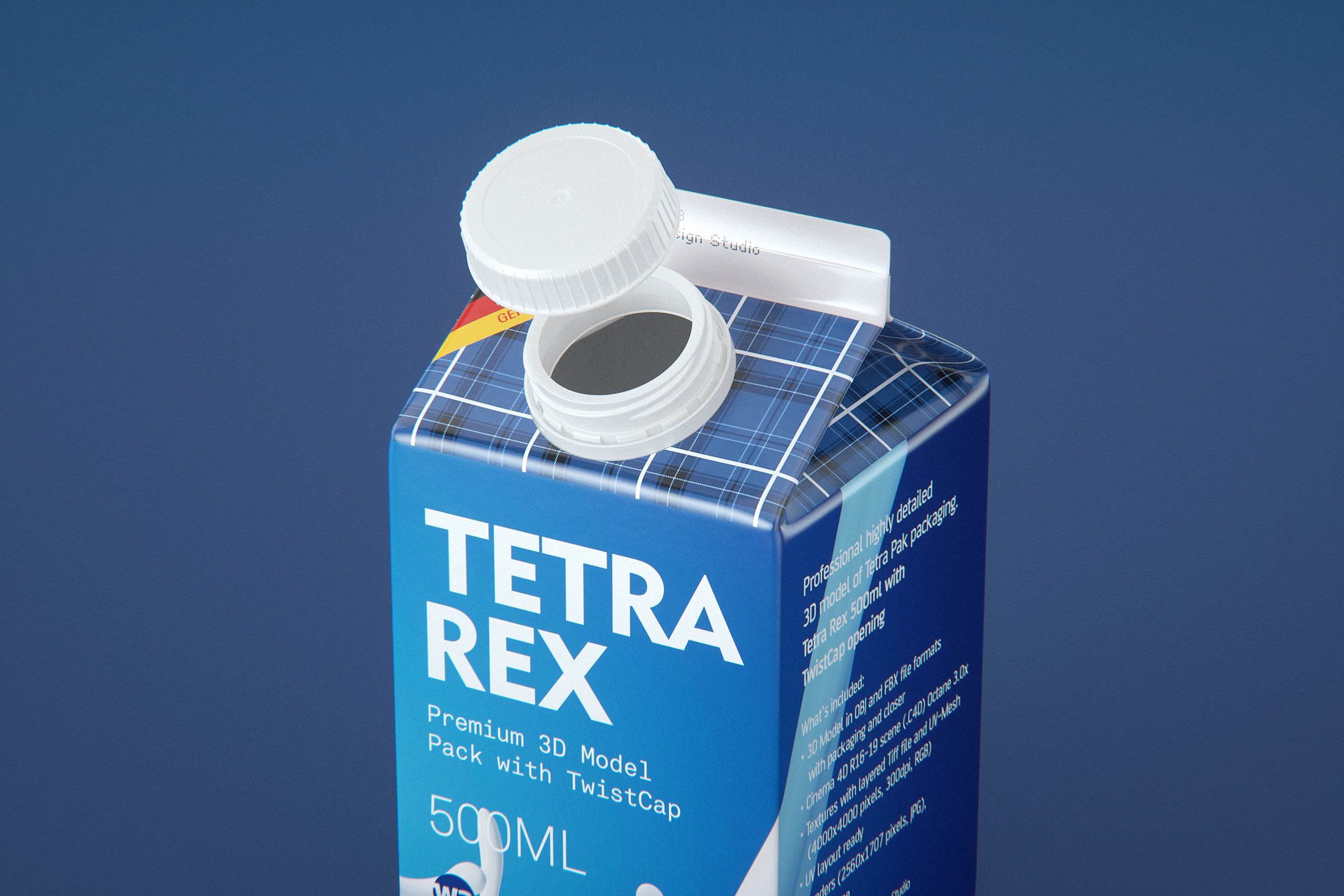 Tetra Rex 500ml carton packaging 3d model with TwistCap