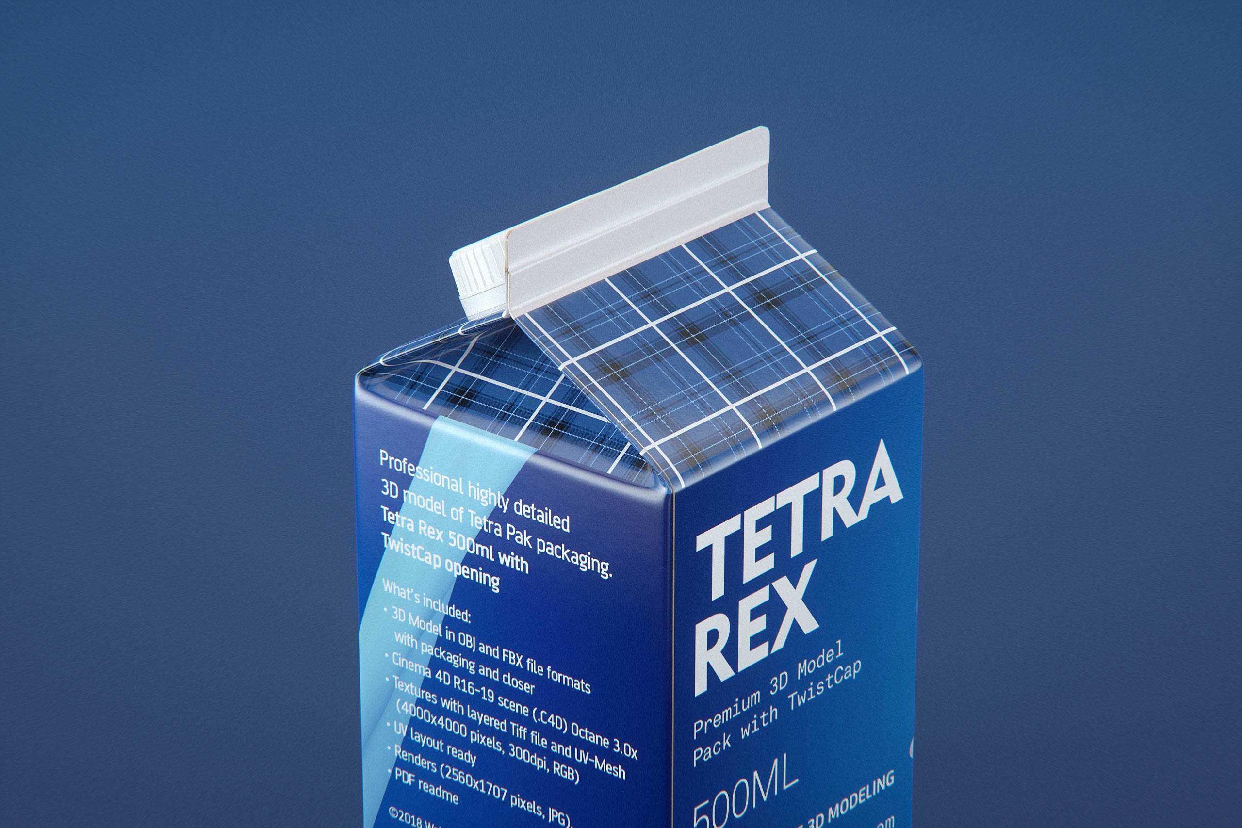 Tetra Rex 500ml carton packaging 3d model with TwistCap