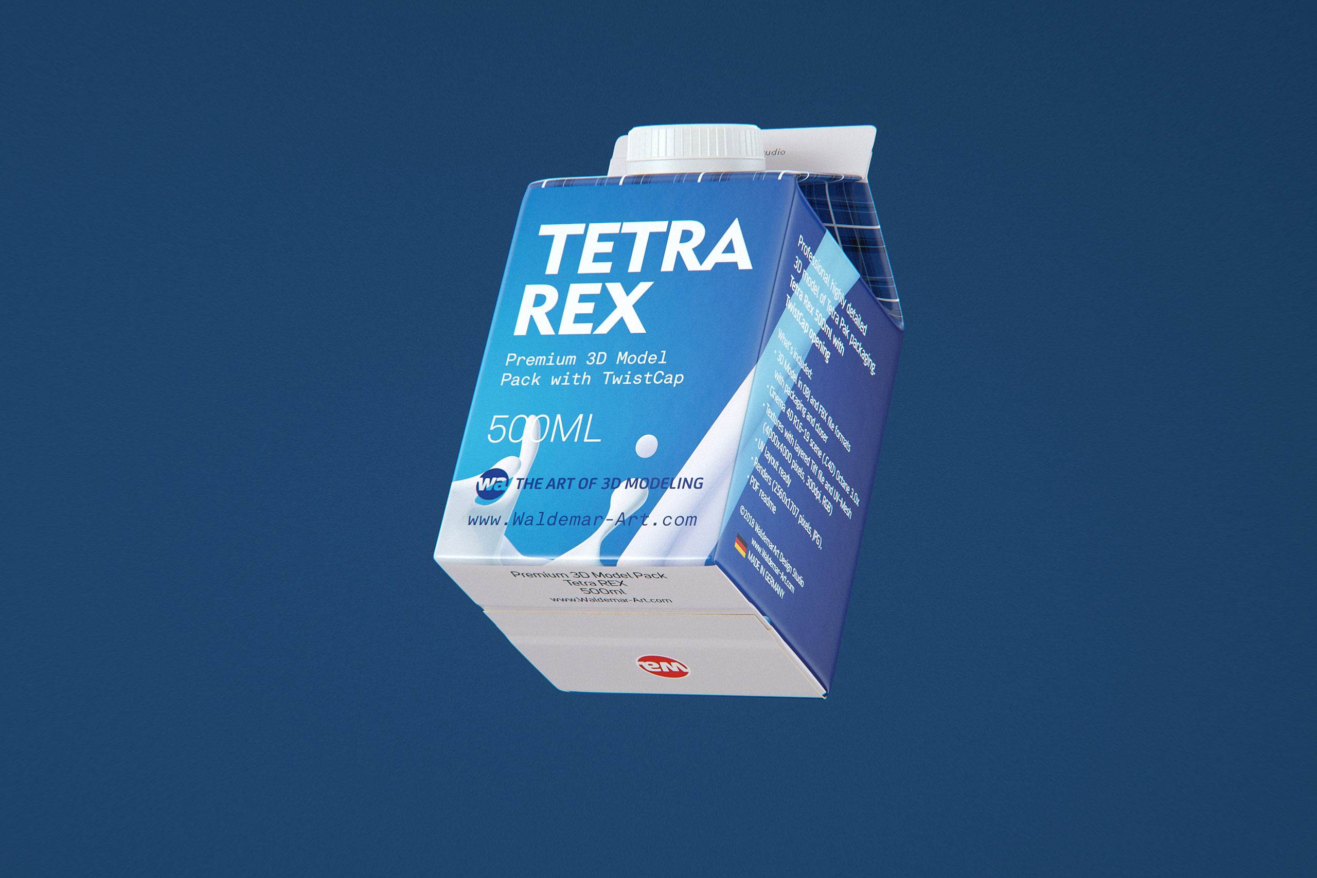 Tetra Rex 500ml carton packaging 3d model with TwistCap