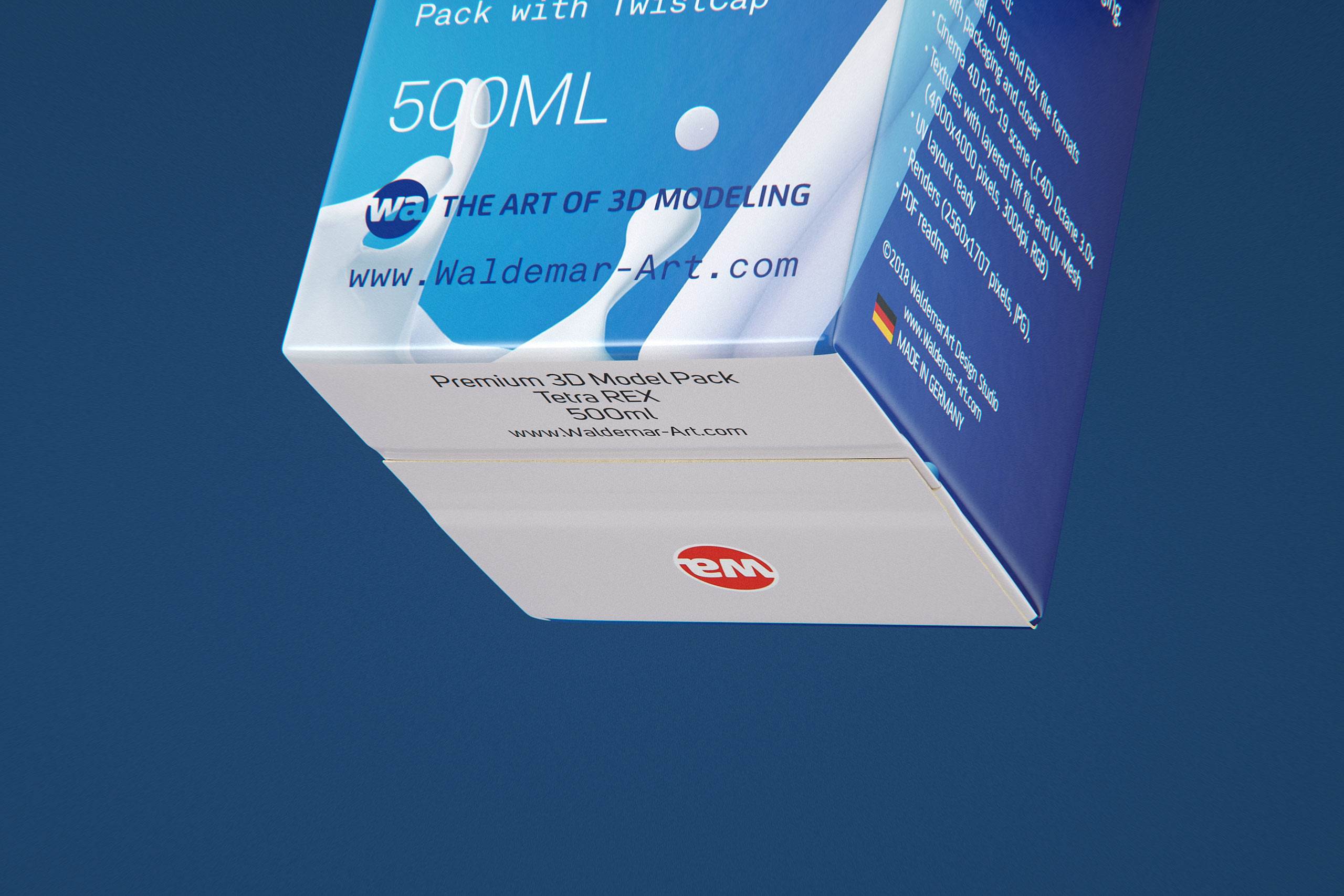 Tetra Rex 500ml carton packaging 3d model with TwistCap