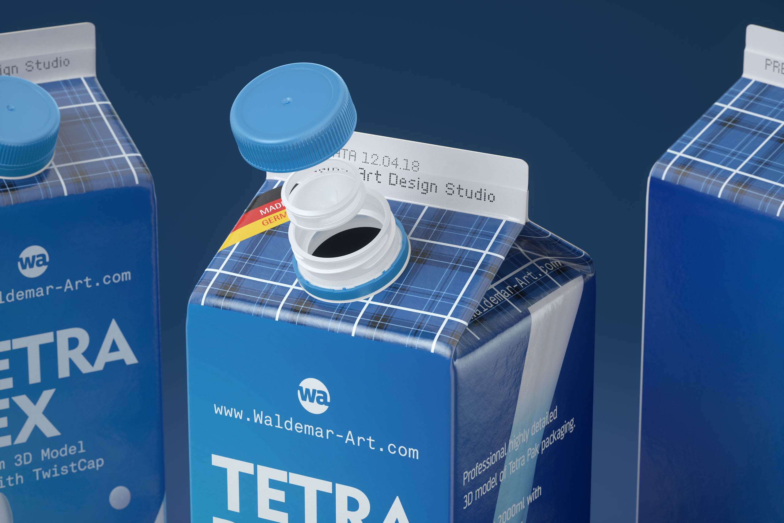 Tetra Pack Rex Mid 2000ml carton package 3D model pak with TwistCap