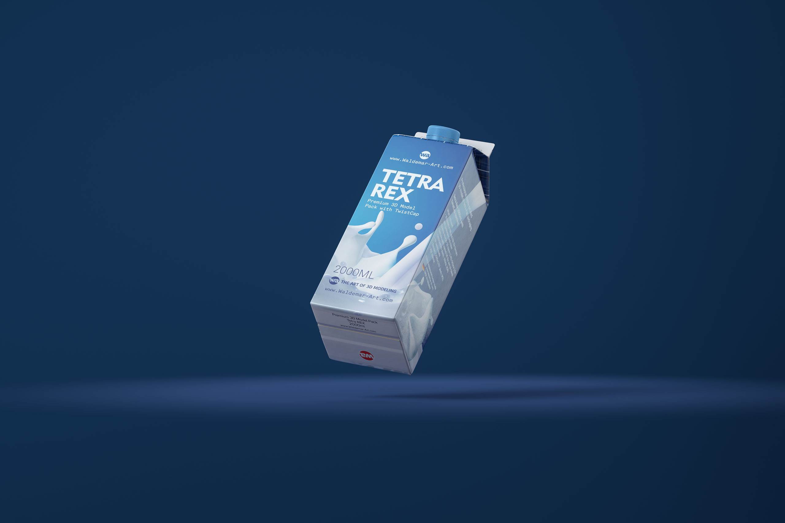 Tetra Pack Rex Mid 2000ml carton package 3D model pak with TwistCap