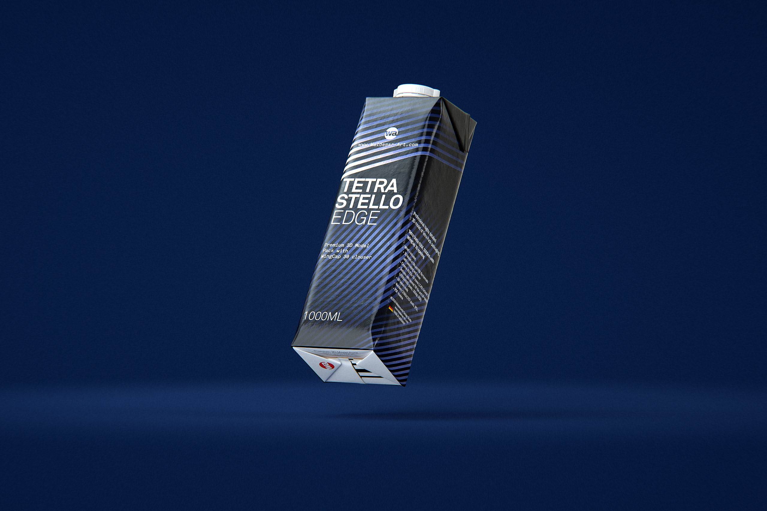 Tetra Pack Stello EDGE 1000ml with WingCap 30 packaging 3D model