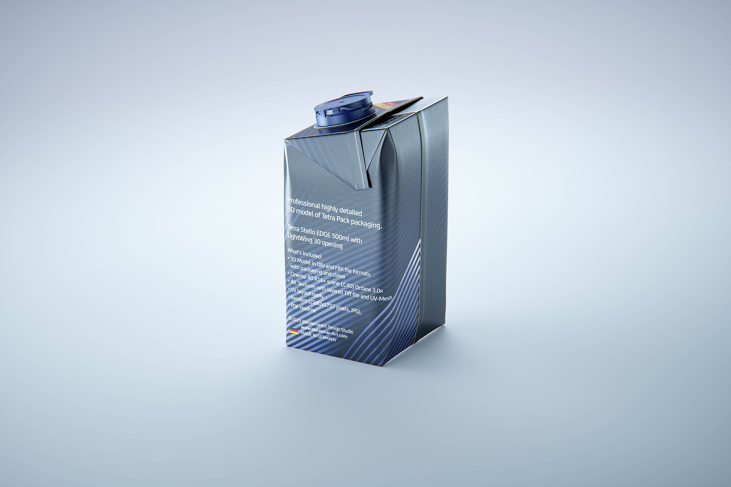 Tetra Stelo Edge 500ml with LightWing 30 premium carton packaging 3D model