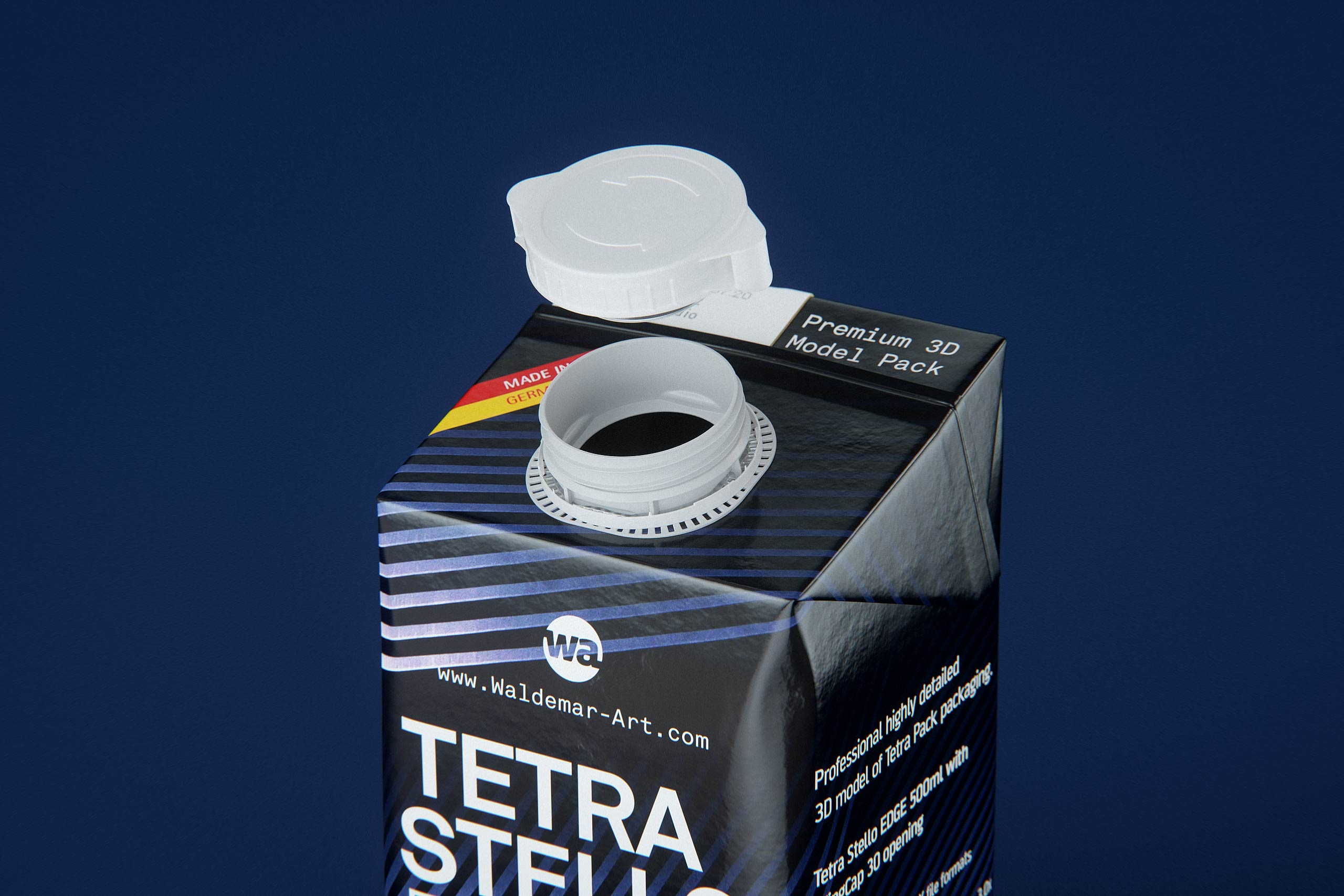 Packaging 3d model of Tetra Pack Stello EDGE 500ml with WingCap 30
