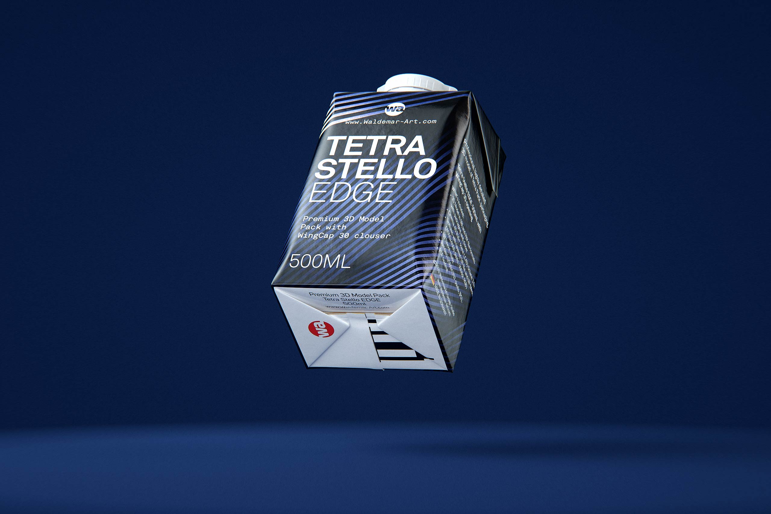 Packaging 3d model of Tetra Pack Stello EDGE 500ml with WingCap 30