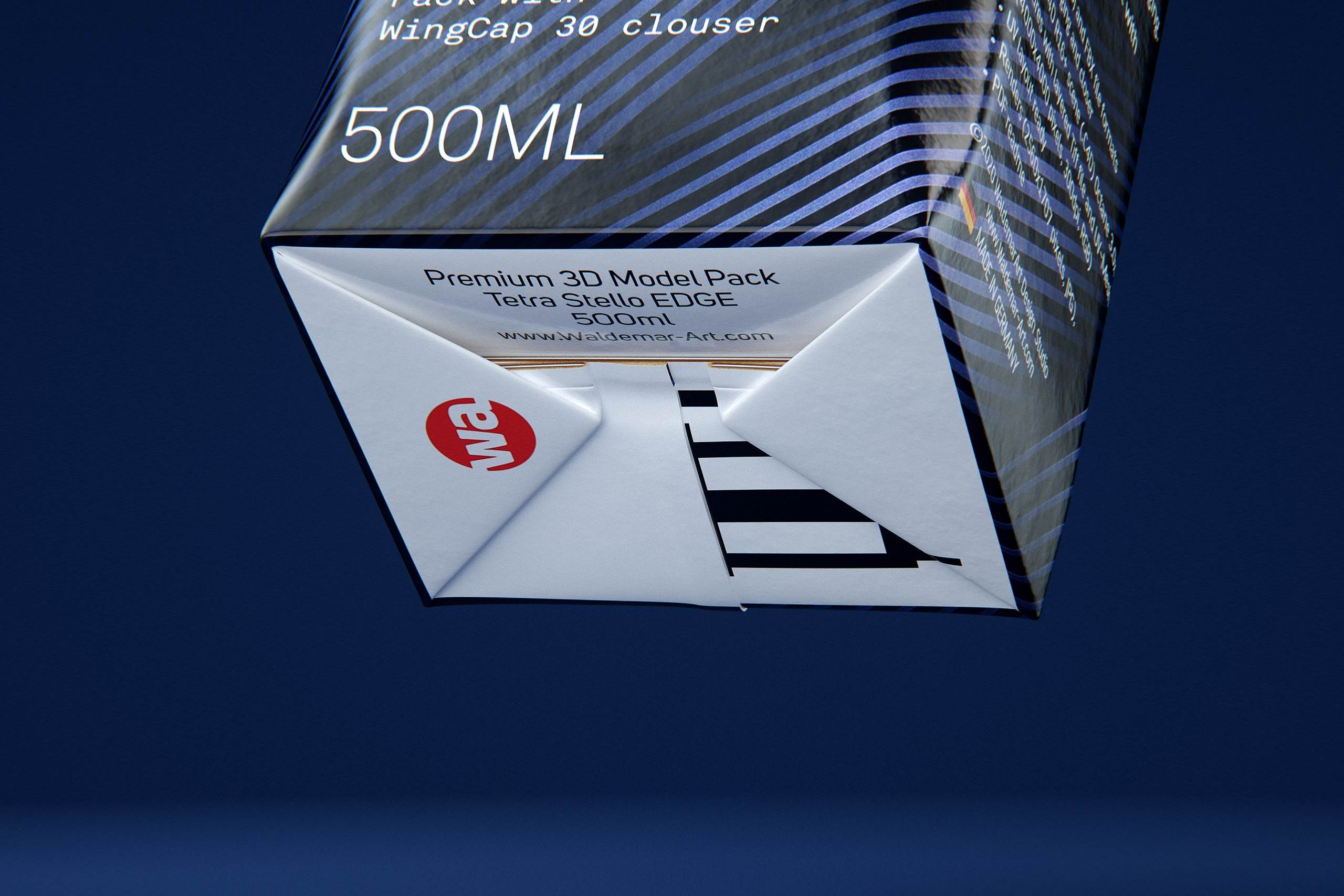 Packaging 3d model of Tetra Pack Stello EDGE 500ml with WingCap 30