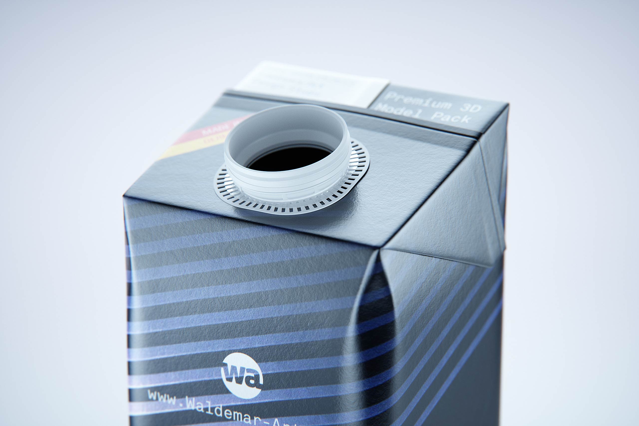 Tetra Pak Stelo Edge 1000ml with LightWing 30 premium carton packaging 3D model - opened view