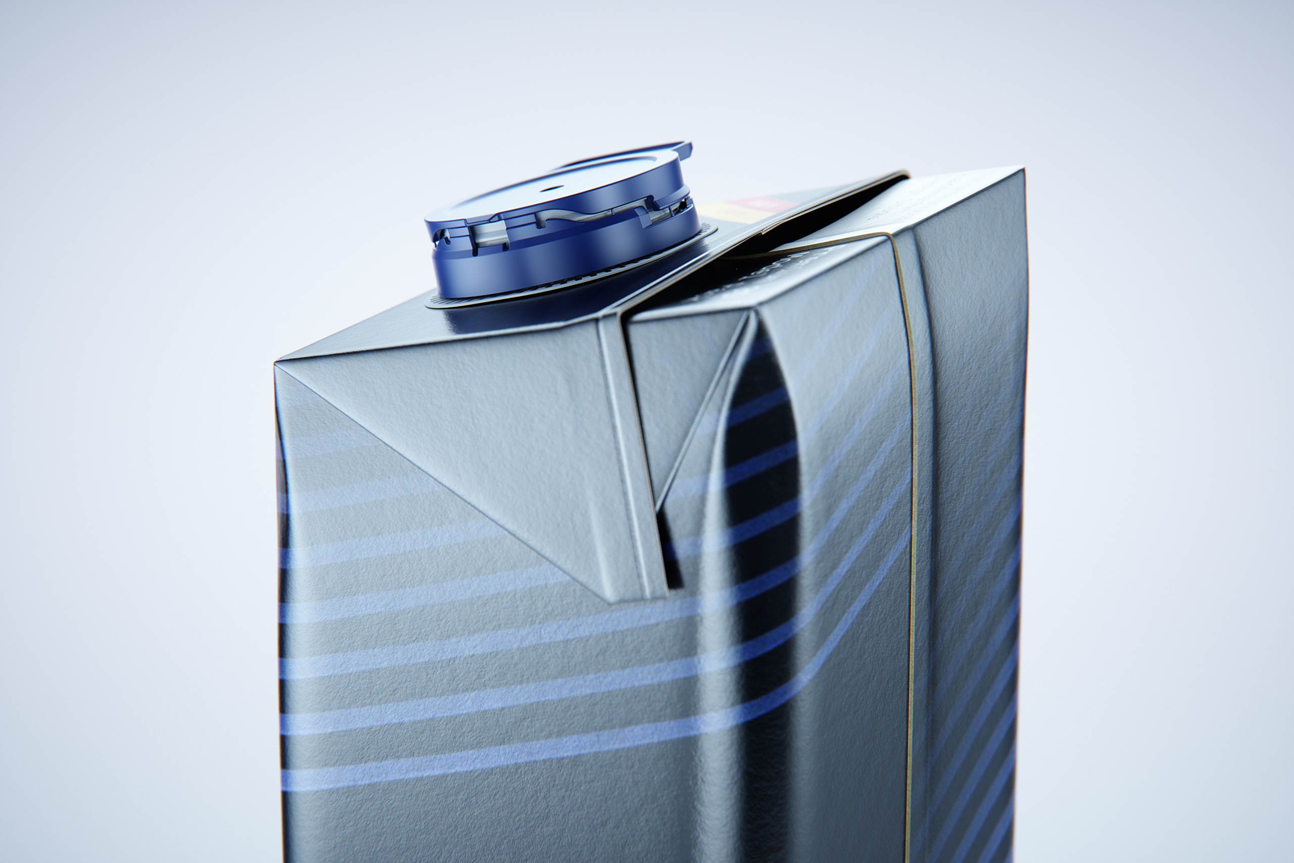 Tetra Pak Stelo Edge 1000ml with LightWing 30 premium carton packaging 3D model - close-up, side view