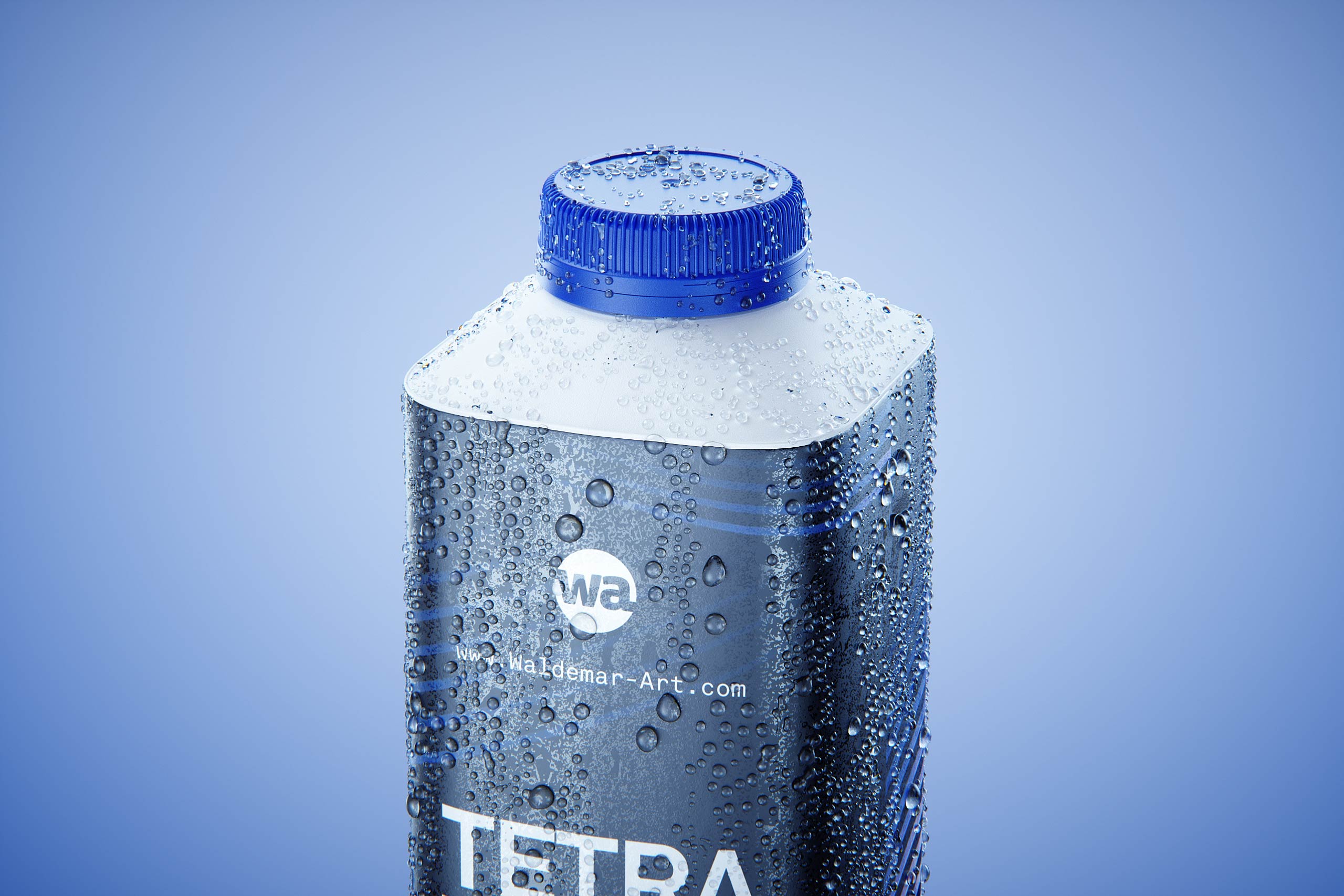 Tetra Top Base 1000ml with tethered cap C38 Pro and water condensation premium 3d model