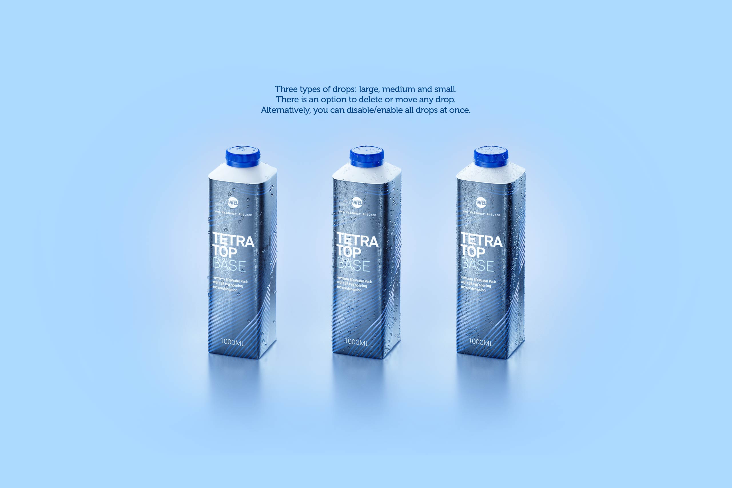 Tetra Top Base 1000ml with tethered cap C38 Pro and water condensation premium 3d model