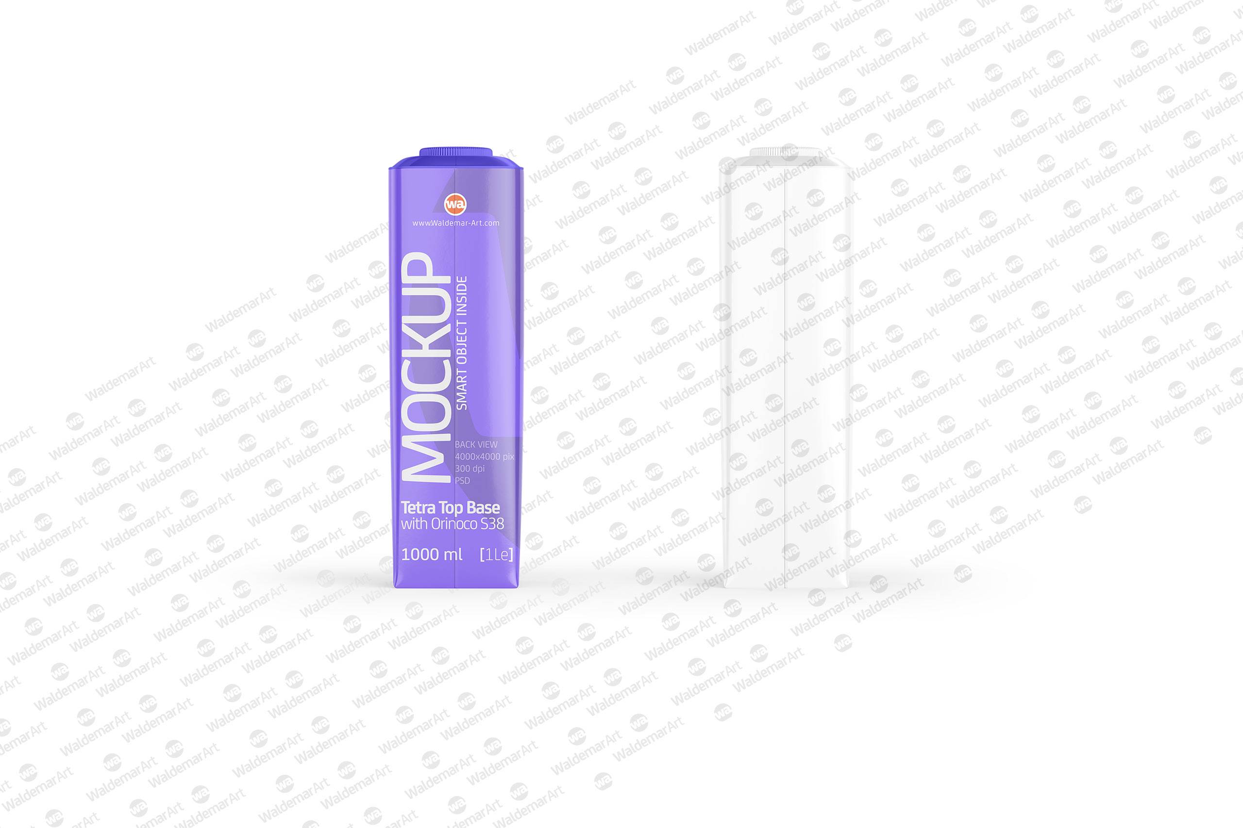 Mockup of Tetra Pack Top 1000ml with Orinoco S38 - Back view