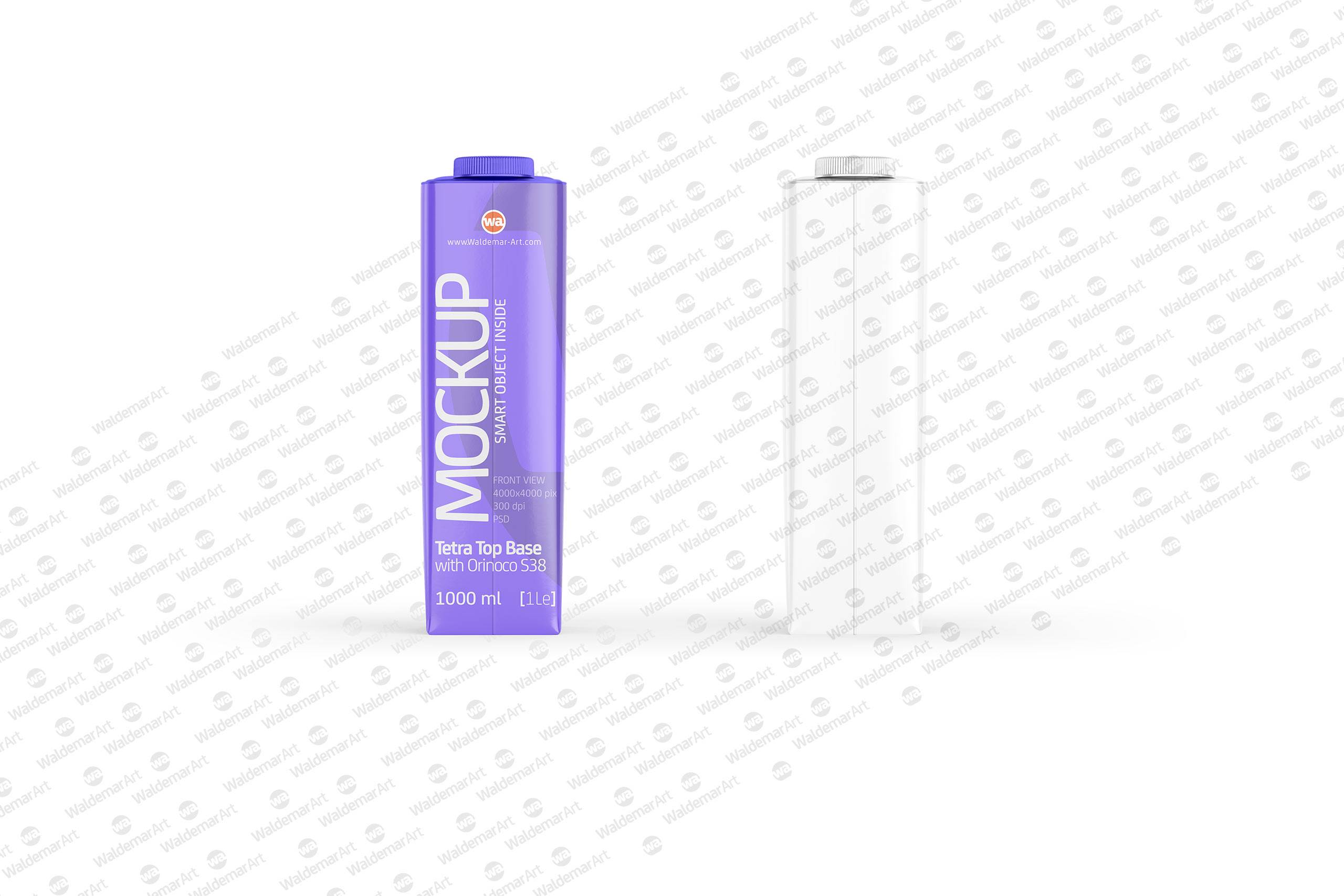 Mockup of Tetra Pack Top 1000ml with Orinoco S38 - Front view
