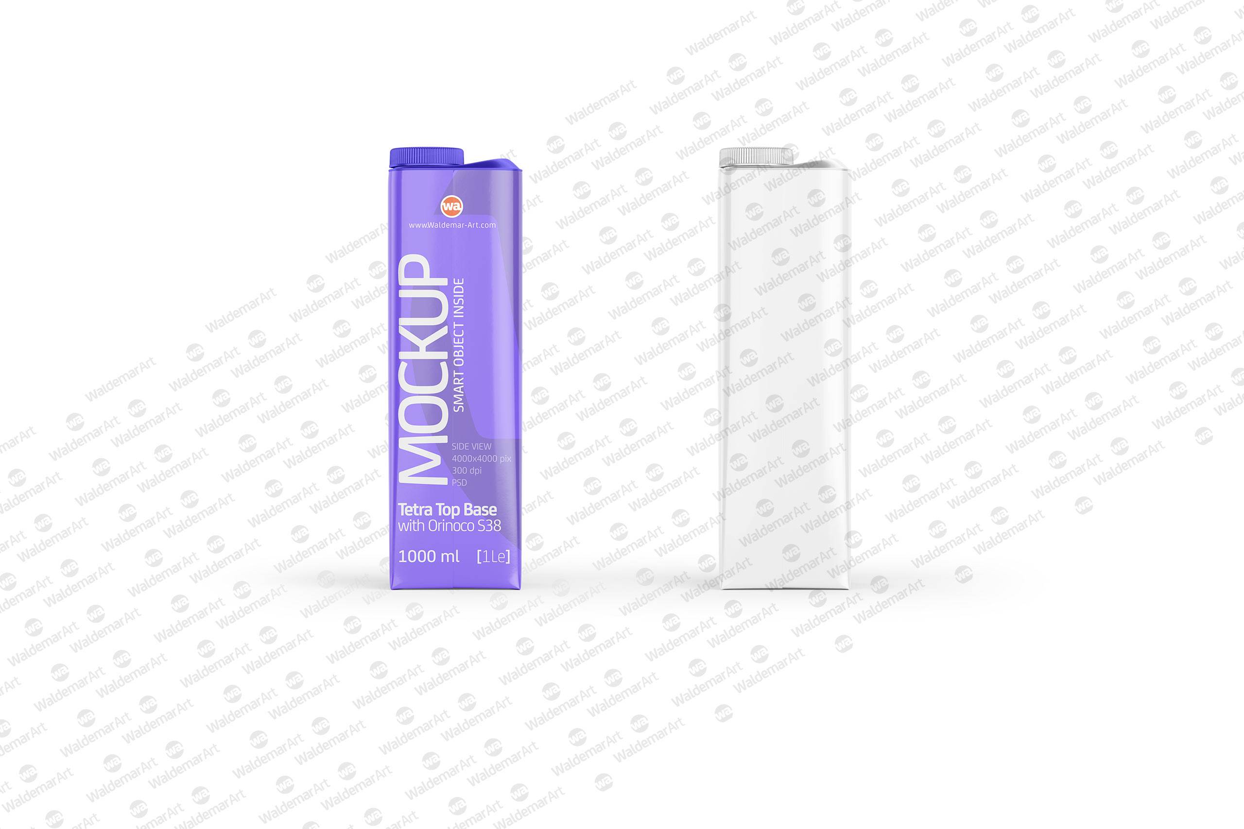 Mockup of Tetra Pack Top 1000ml with Orinoco S38 - Side view