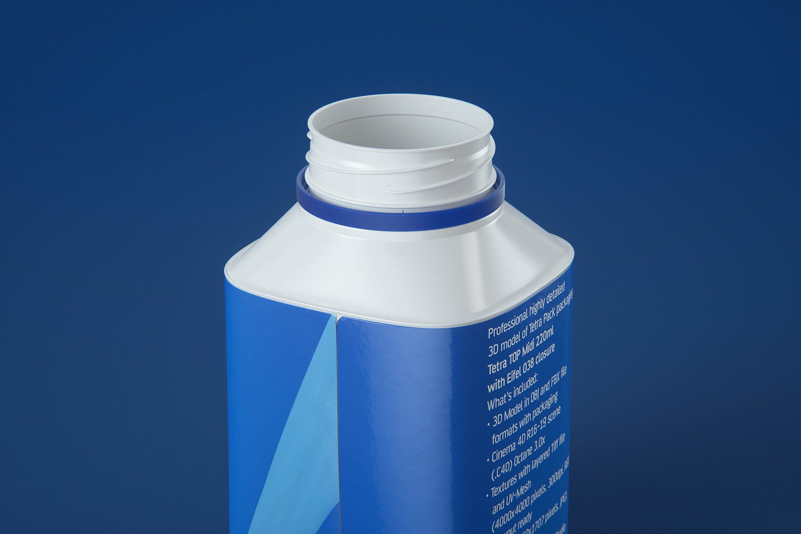 Tetra Top MIDI 200ml 3D model of carton package with Eifel O38 closure