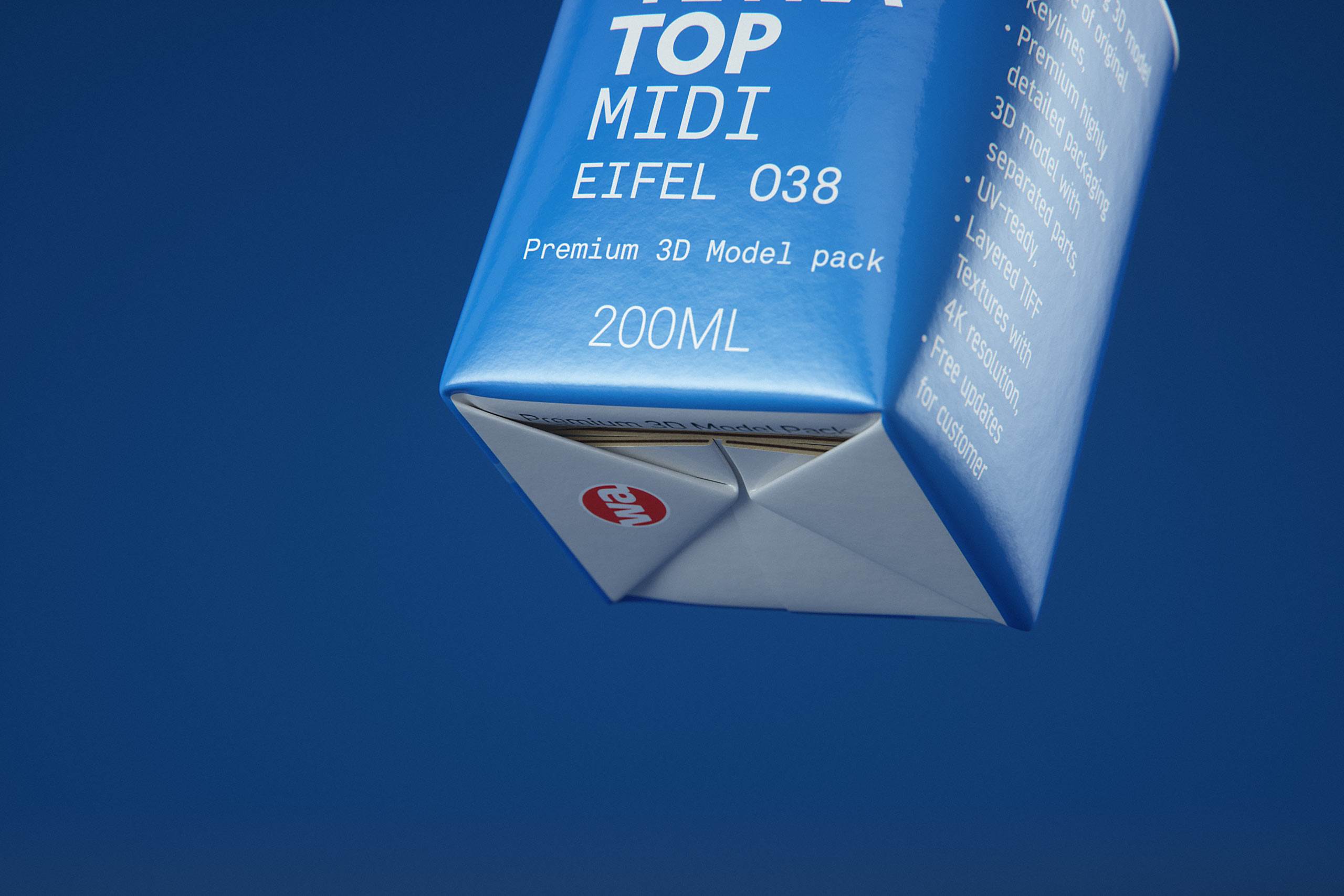 Tetra Top MIDI 200ml 3D model of carton package with Eifel O38 closure