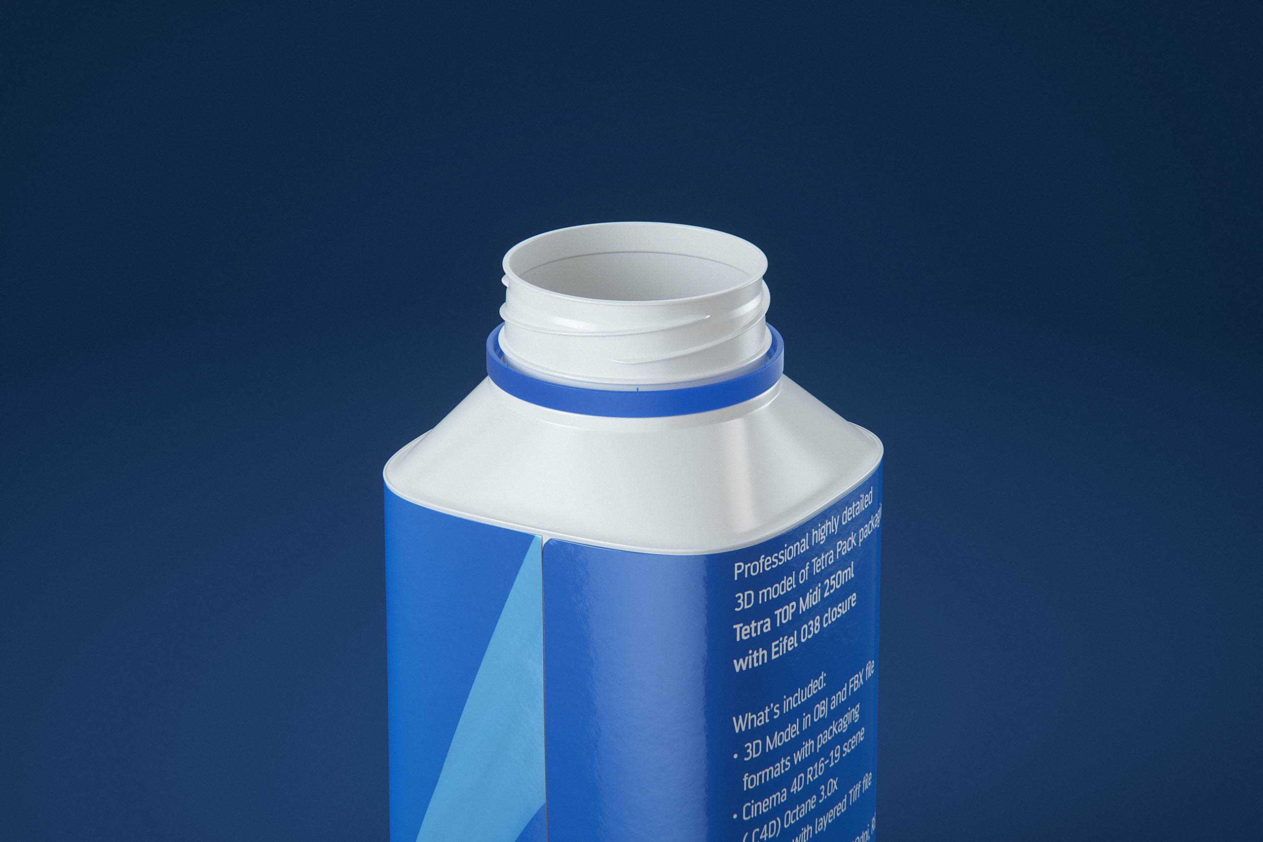 Tetra Top MIDI 250ml 3D model of carton package with Eifel O38 closure