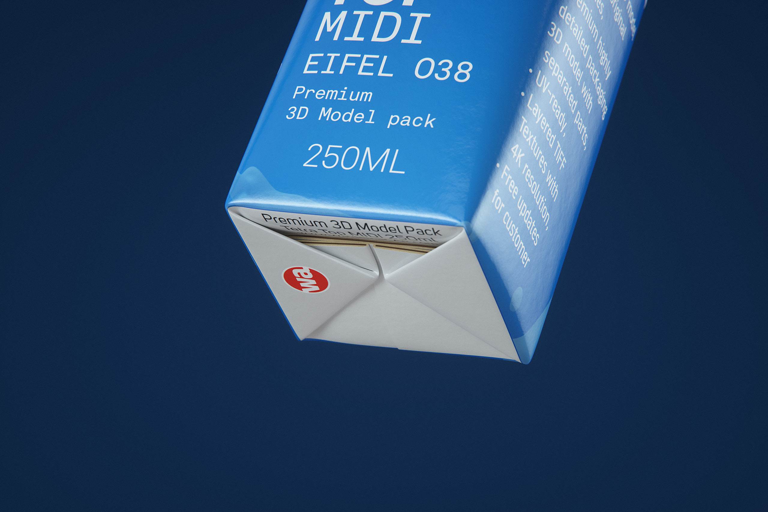 Tetra Top MIDI 250ml 3D model of carton package with Eifel O38 closure