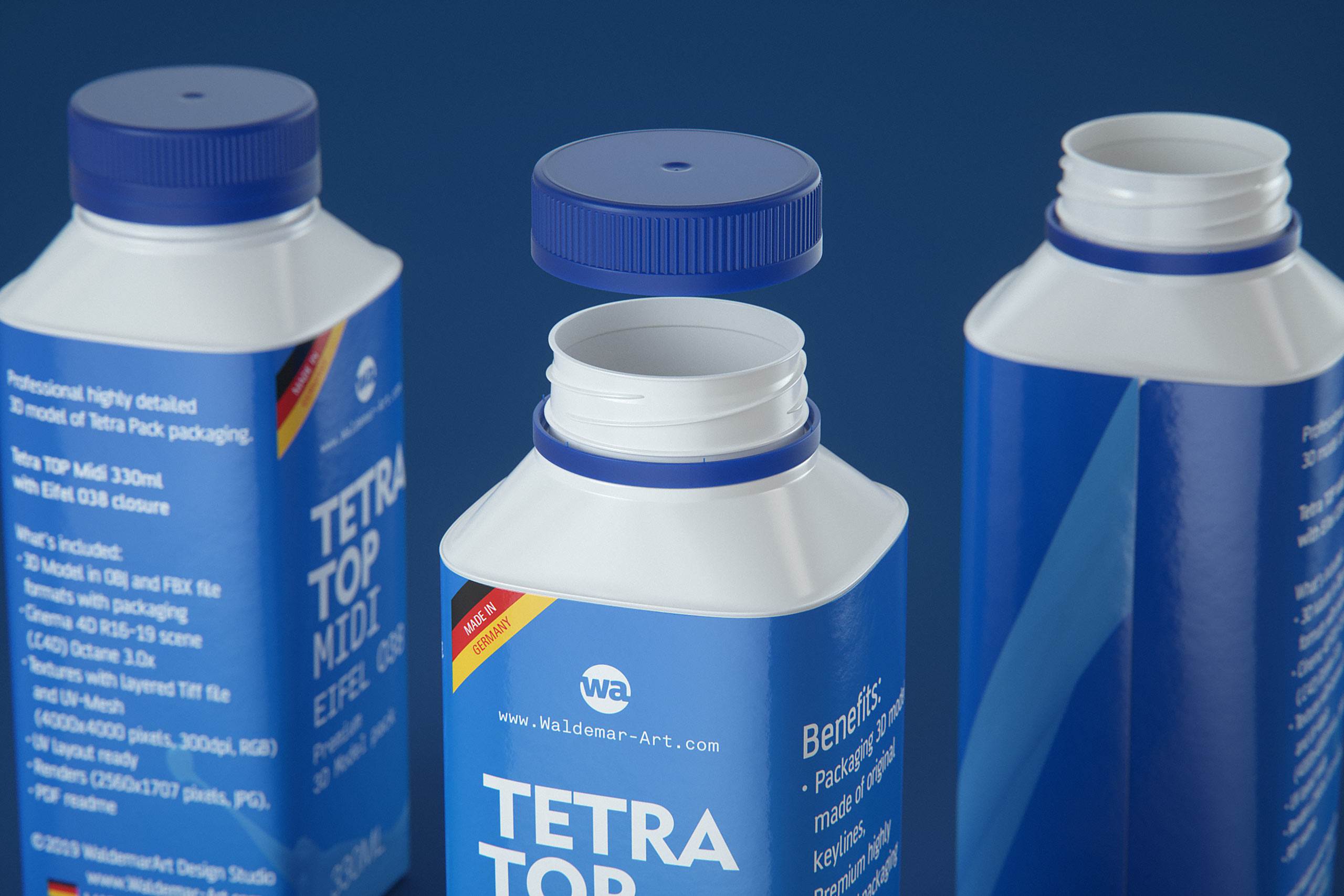 Packaging 3D model pak of Tetra Pack Top Midi 330ml with Eifel-O38