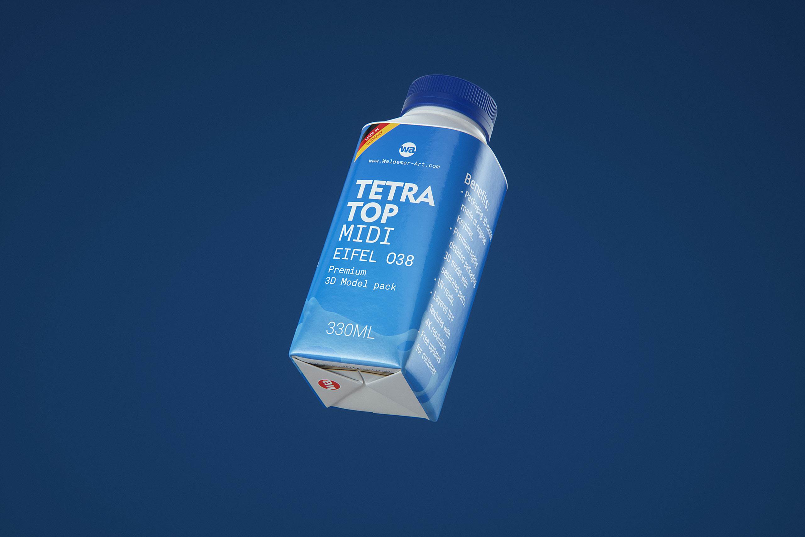 Packaging 3D model pak of Tetra Pack Top Midi 330ml with Eifel-O38