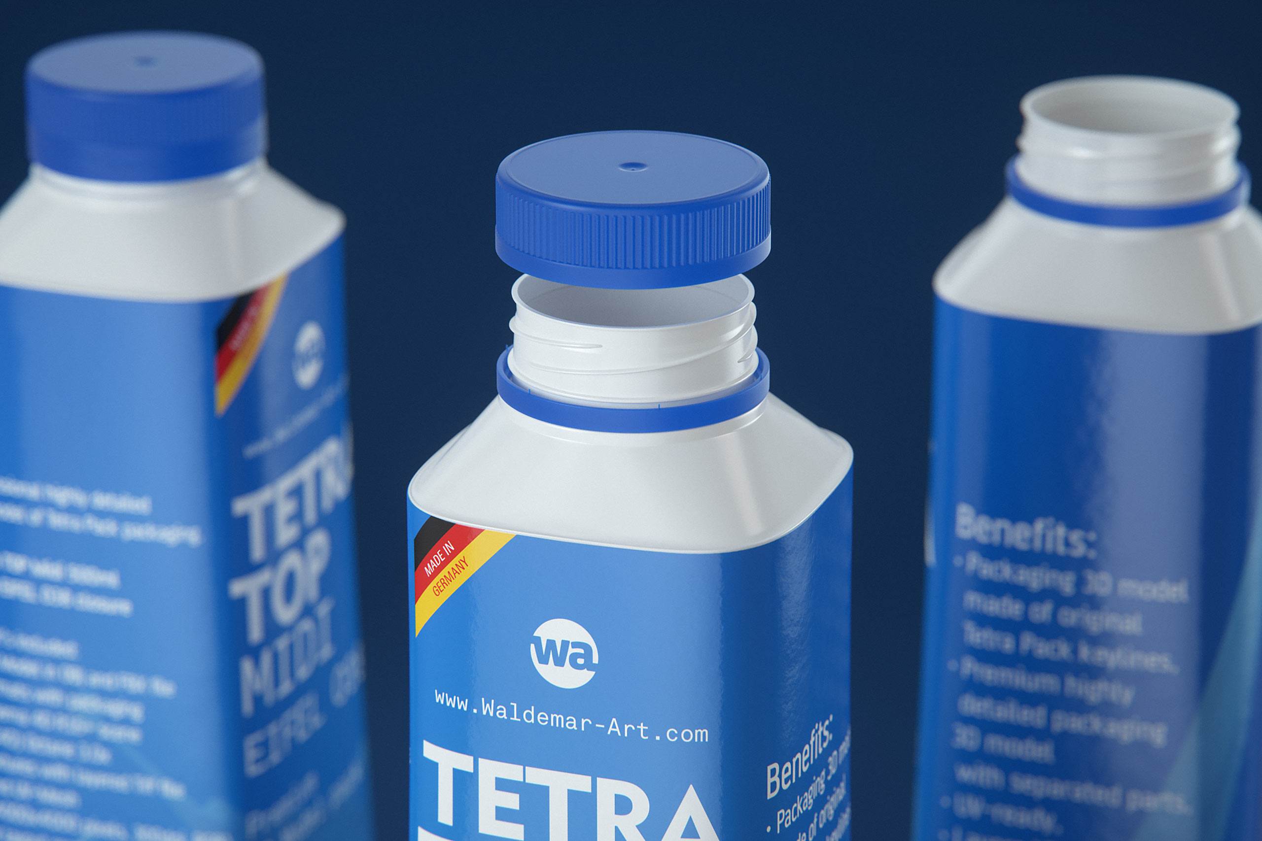 Tetra Top MIDI 500ml 3D model of carton package with Eifel O38 closure