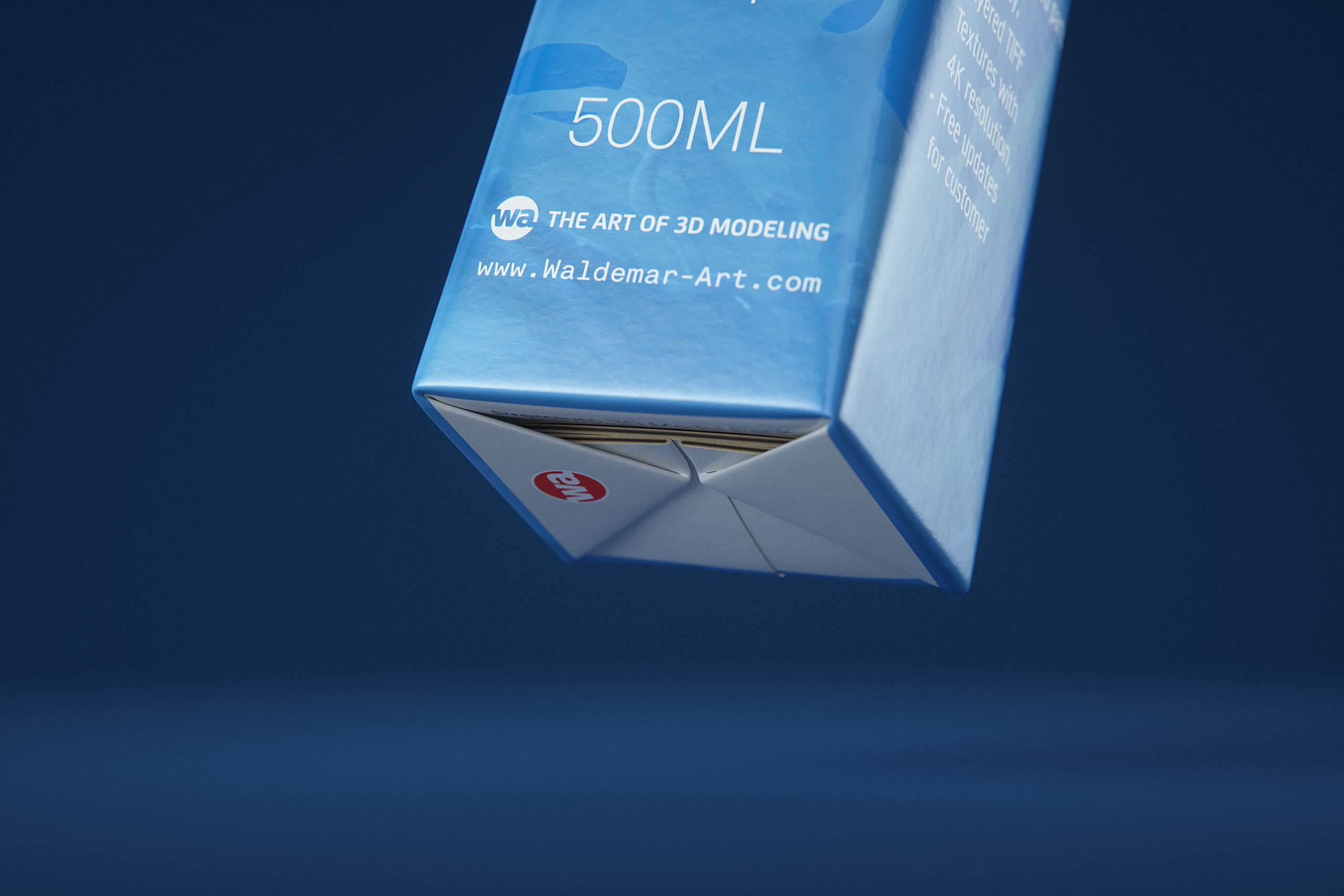 Tetra Top MIDI 500ml 3D model of carton package with Eifel O38 closure