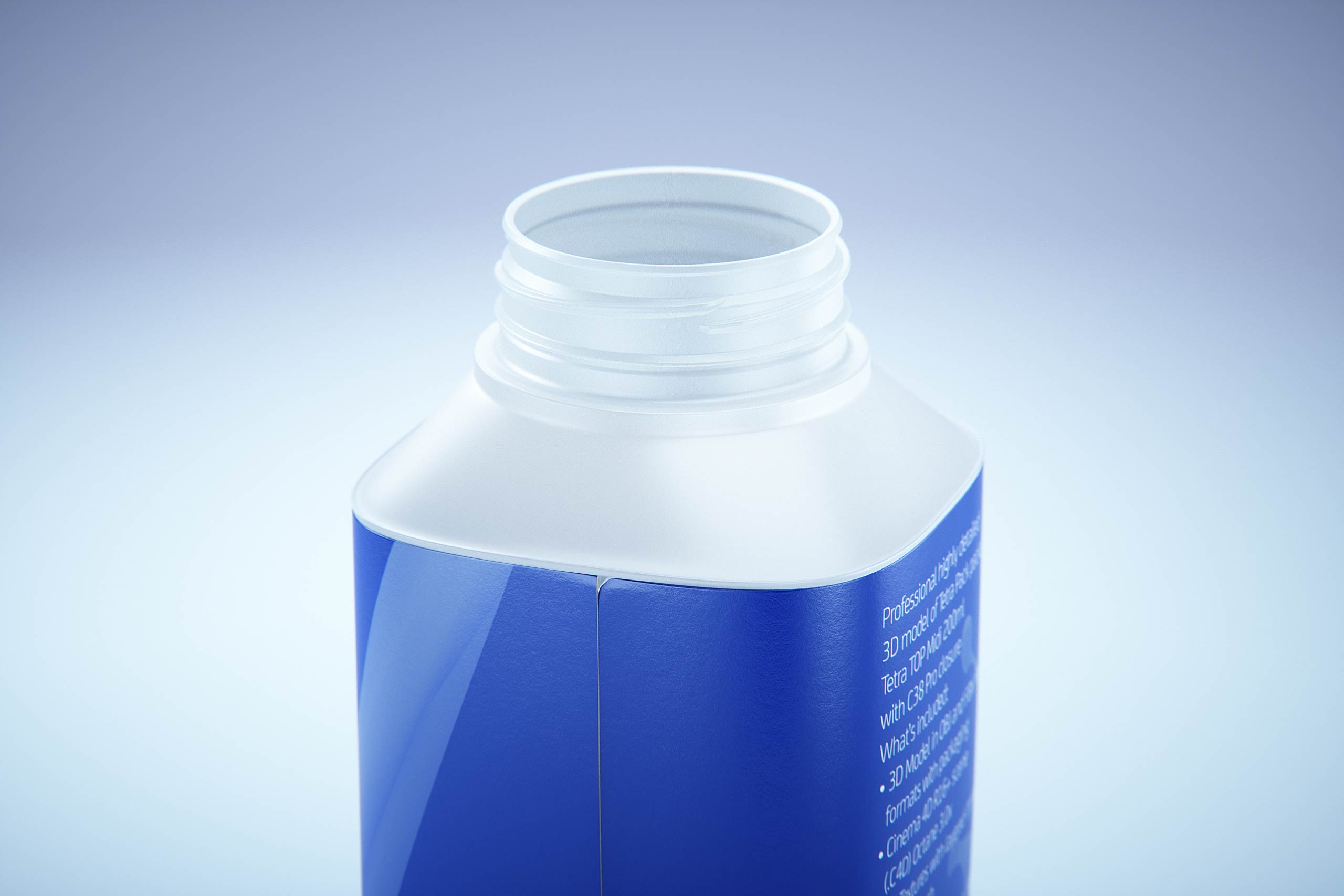 Premium Carton Packaging 3D model of Tetra Top MIDI 200ml with tethered cap C38 Pro