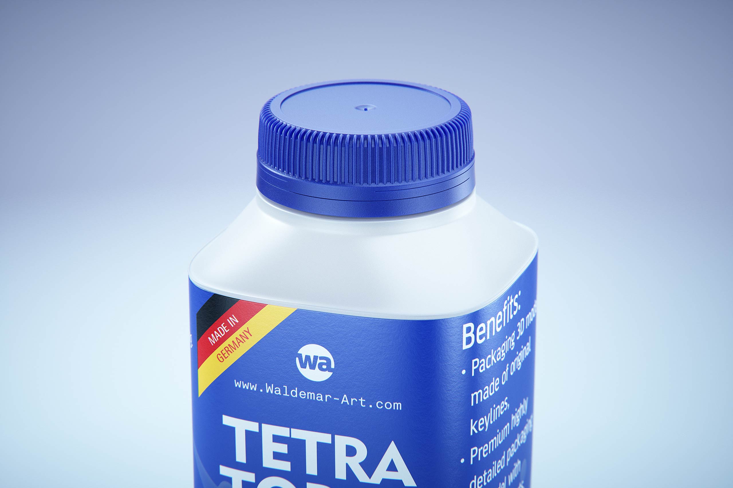 Tetra Top MIDI 250ml premium carton 3D model with tethered cap C38 Pro