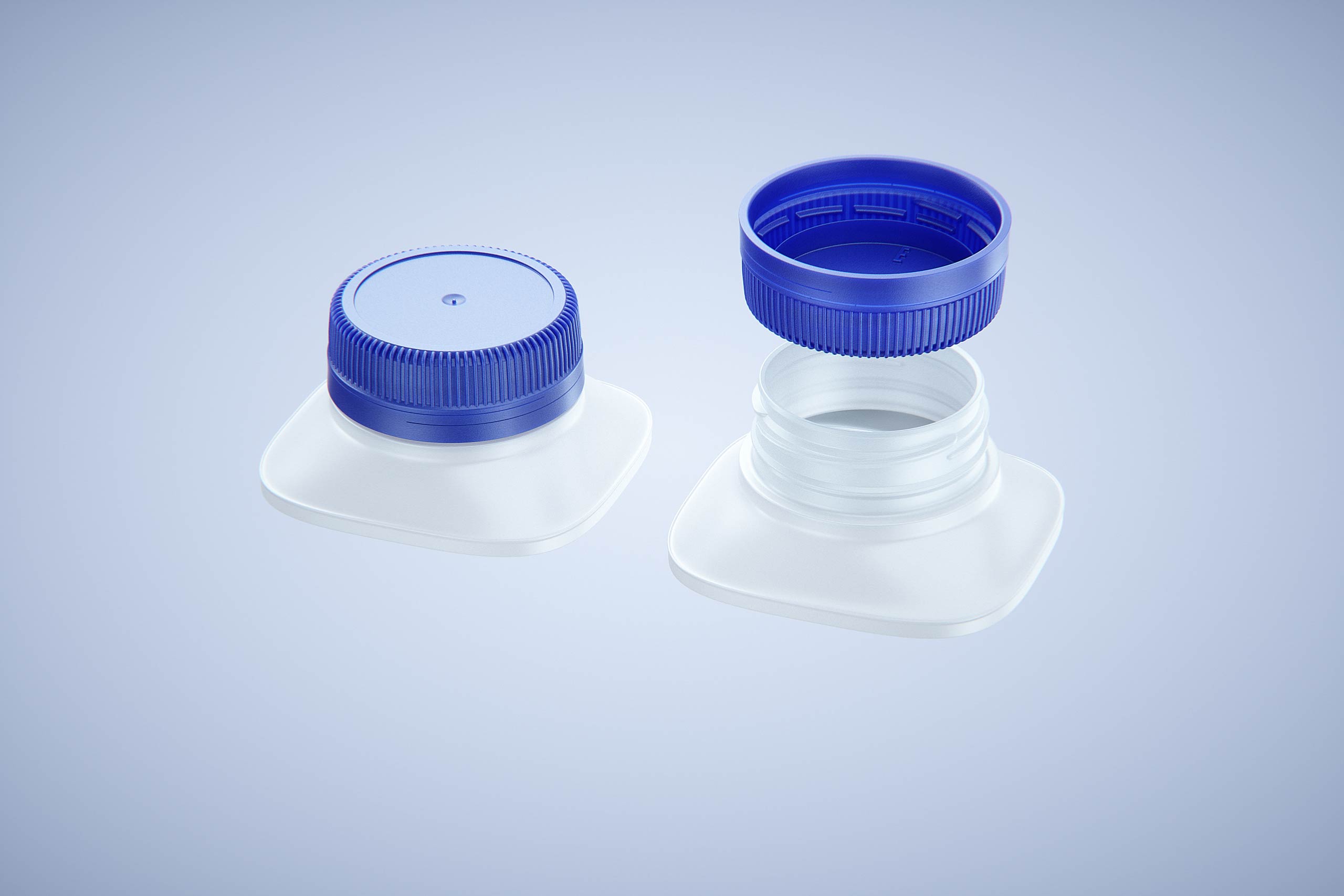 Packaging 3D model of Tetra Top Midi 400ml with tethered cap C38 Pro - exploded cap