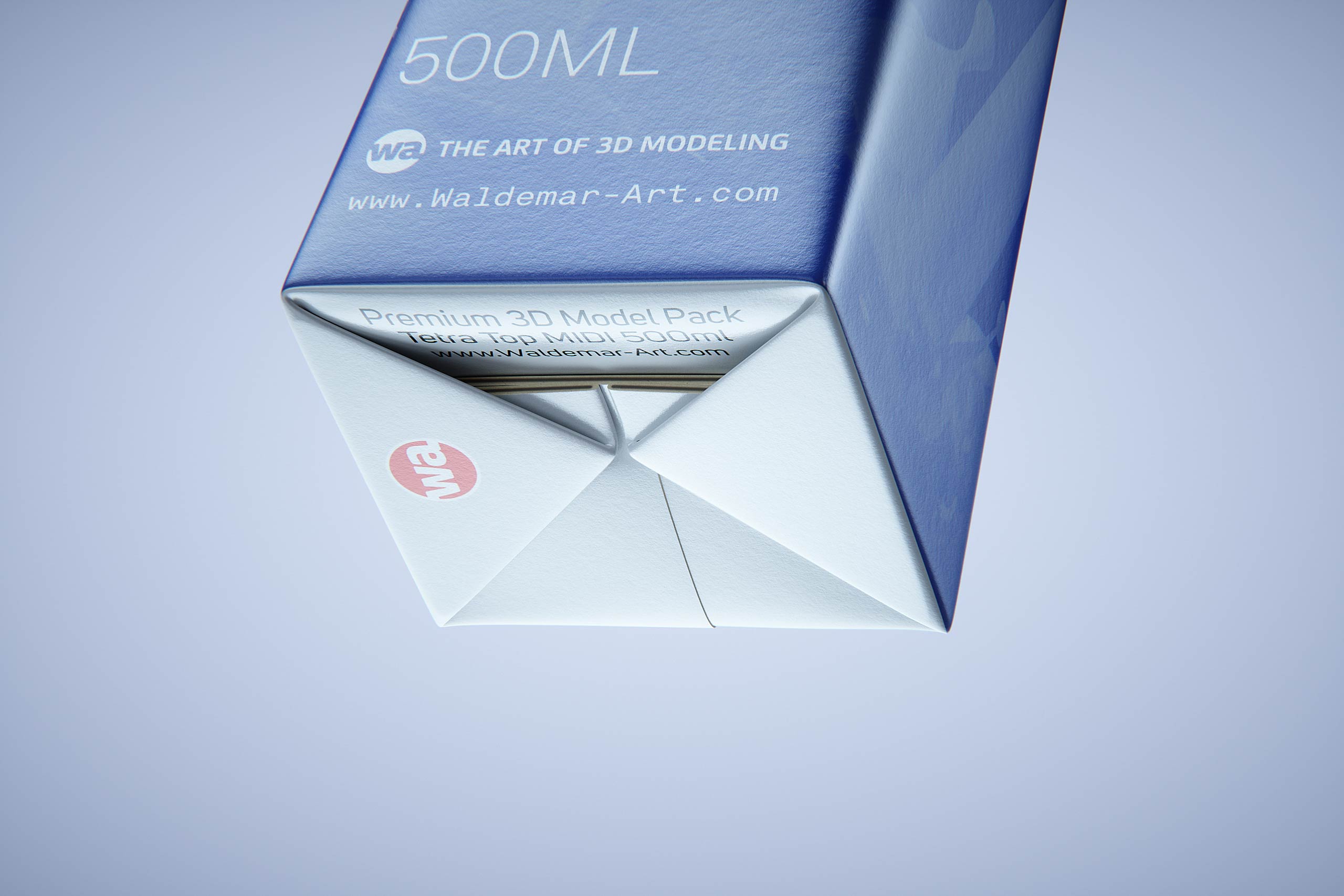 Tetra Top Midi 500ml with tethered cap C38 Pro premium carton packaging 3D model