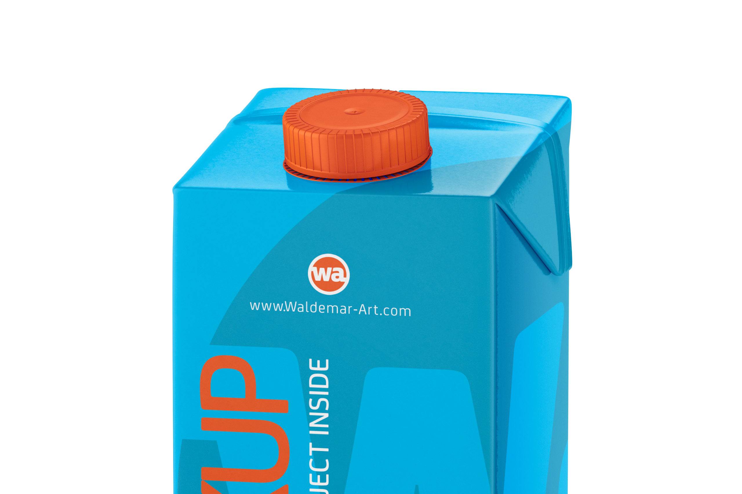 Packaging MockUp of Tetra Pack Brick Aseptic 1000ml with LightCap30 Front-Side View