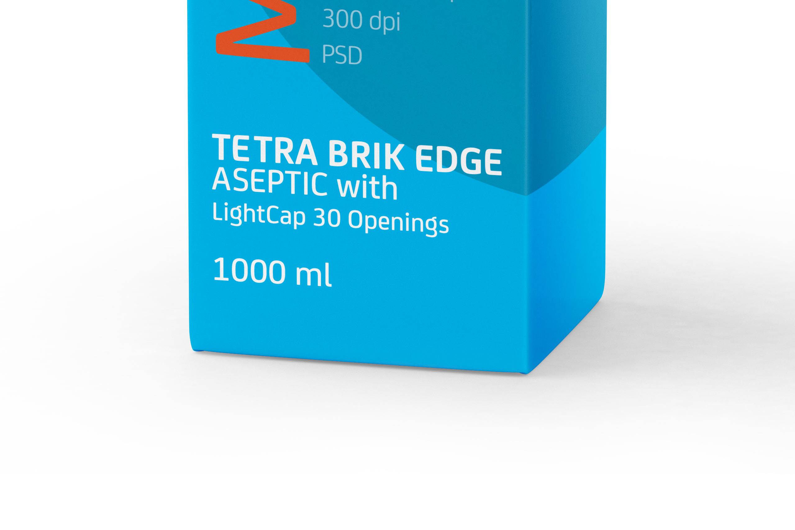 Packaging MockUp of Tetra Pack Brick Aseptic 1000ml with LightCap30 Front-Side View