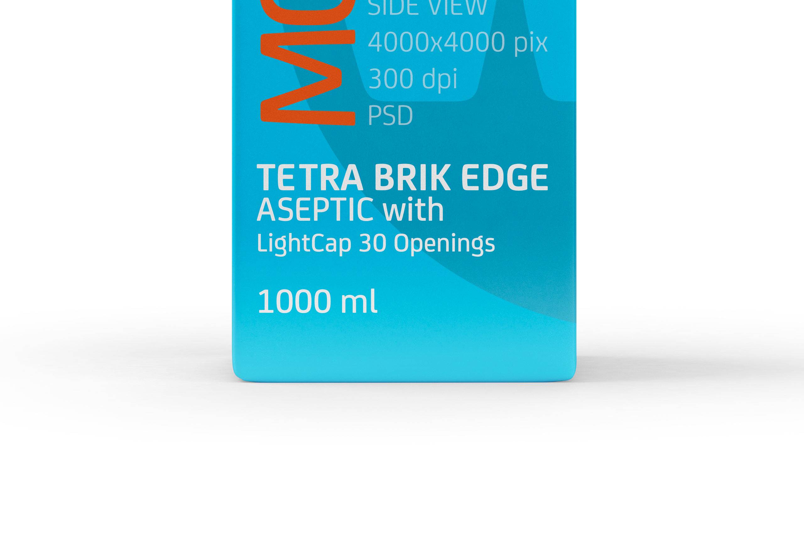 Packaging MockUp of Tetra Pack Brick Aseptic 1000ml with LightCap30 Side View
