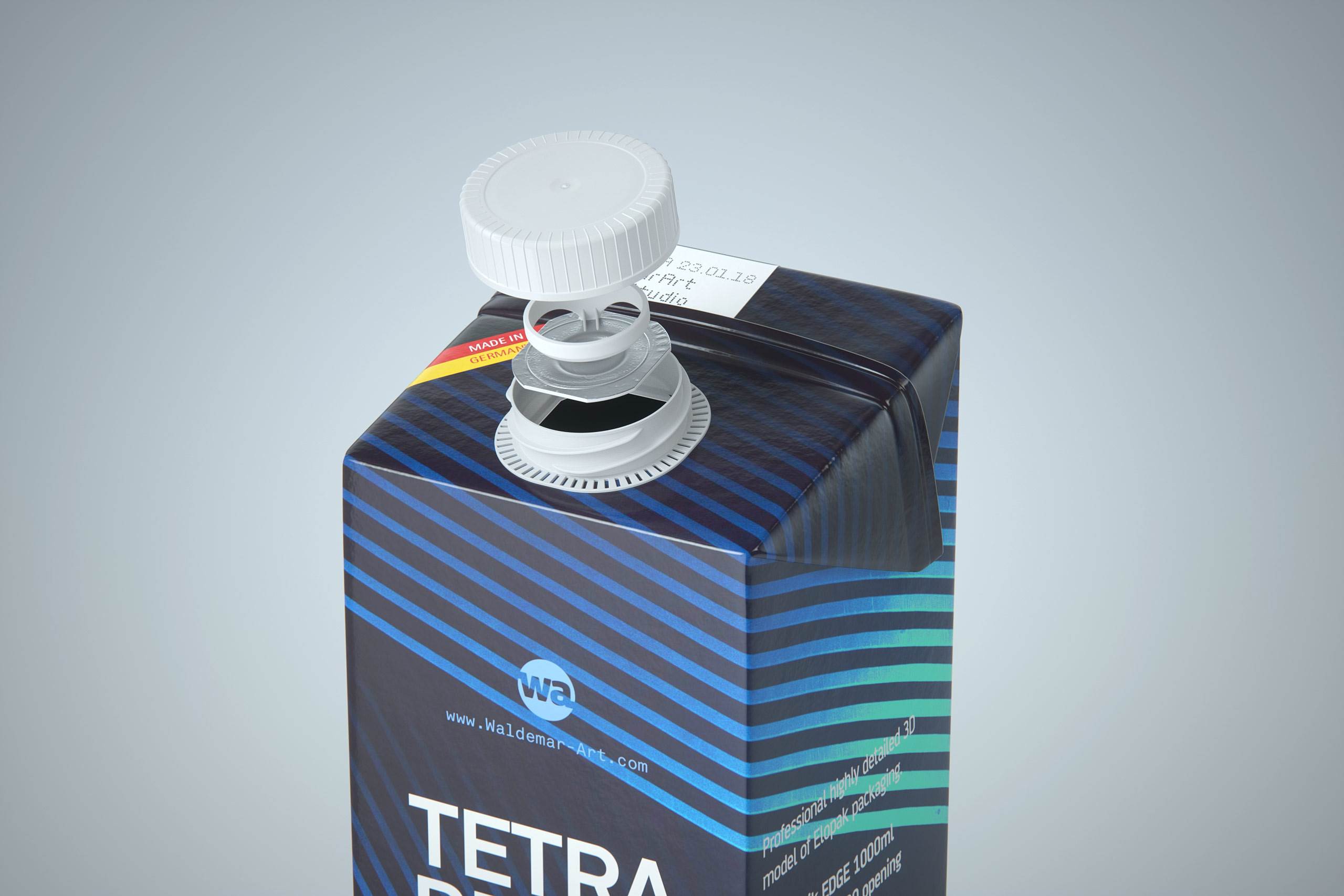 Tetra Pack Brick EDGE Aseptic 1000ml Premium Packaging 3D model pak with LightCap 30