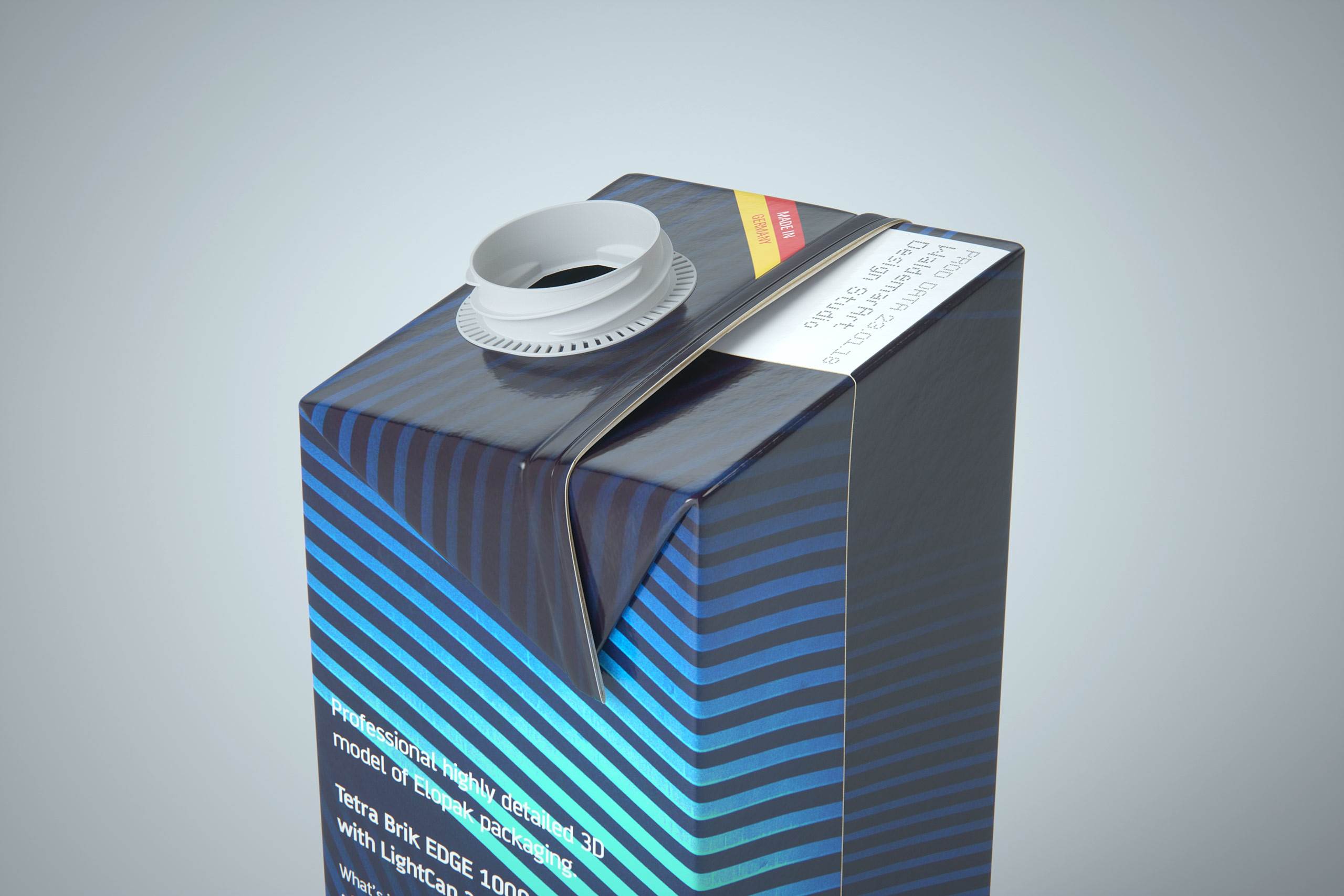 Tetra Pack Brick EDGE Aseptic 1000ml Premium Packaging 3D model pak with LightCap 30