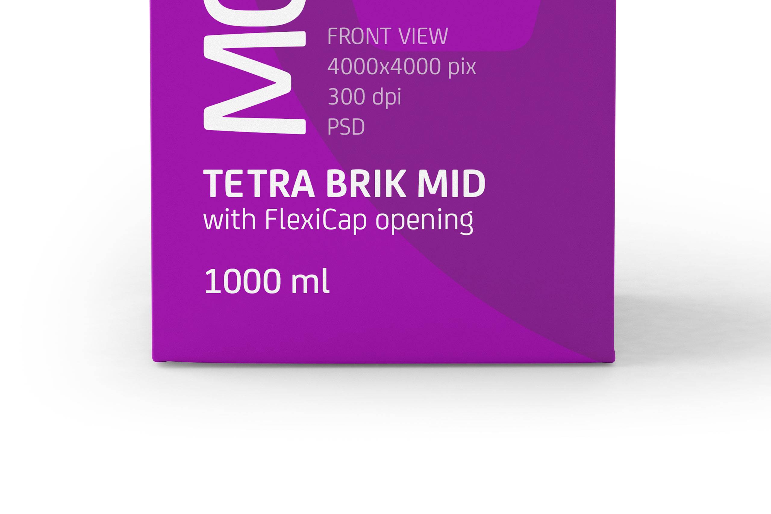 Tetra Pack Brick Mid 1000ml with FlexiCap PSD Mockup Front View