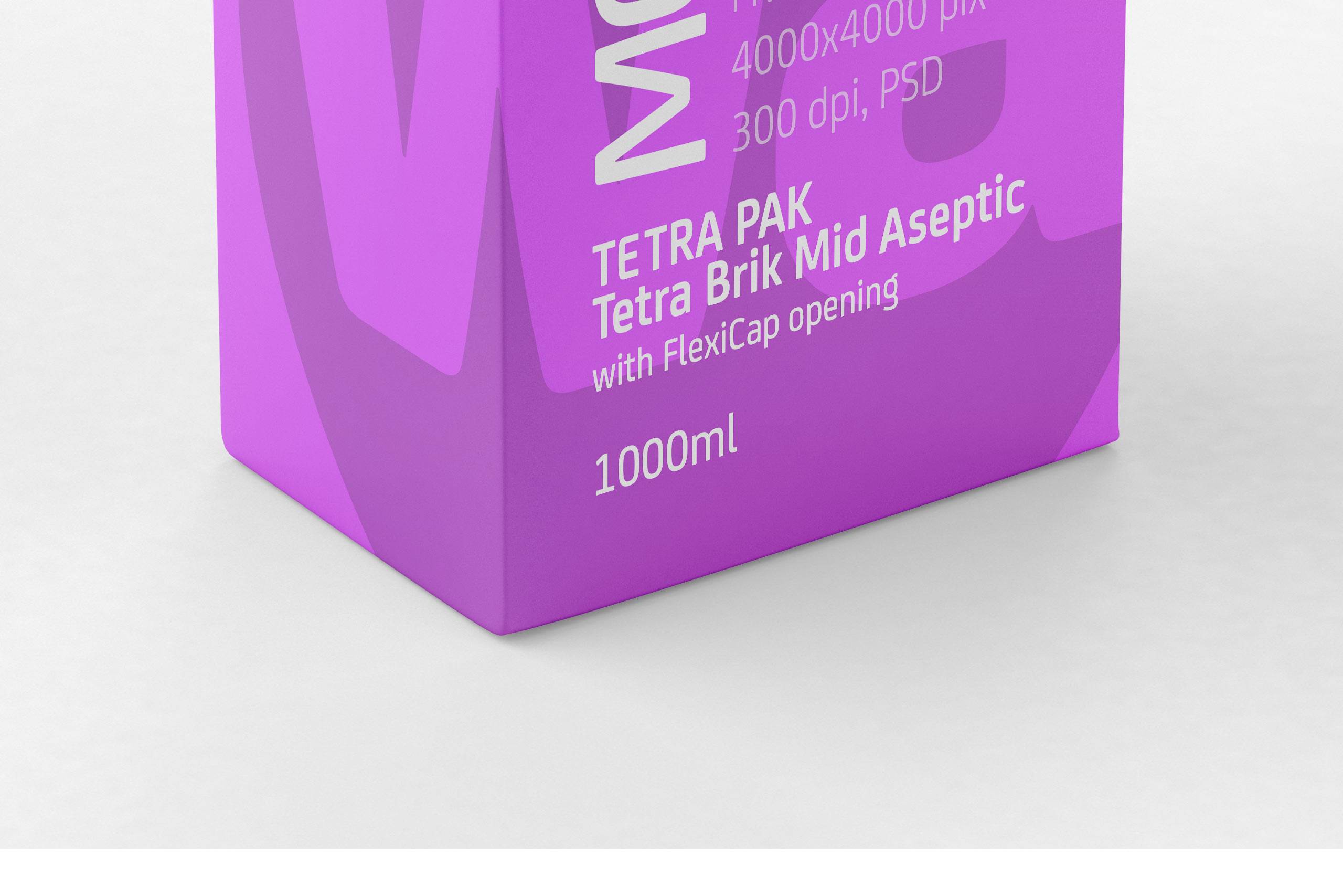 Packaging MockUp of Tetra Pack Brick Mid Aseptic 1000ml with FlexiCap Front-Side View