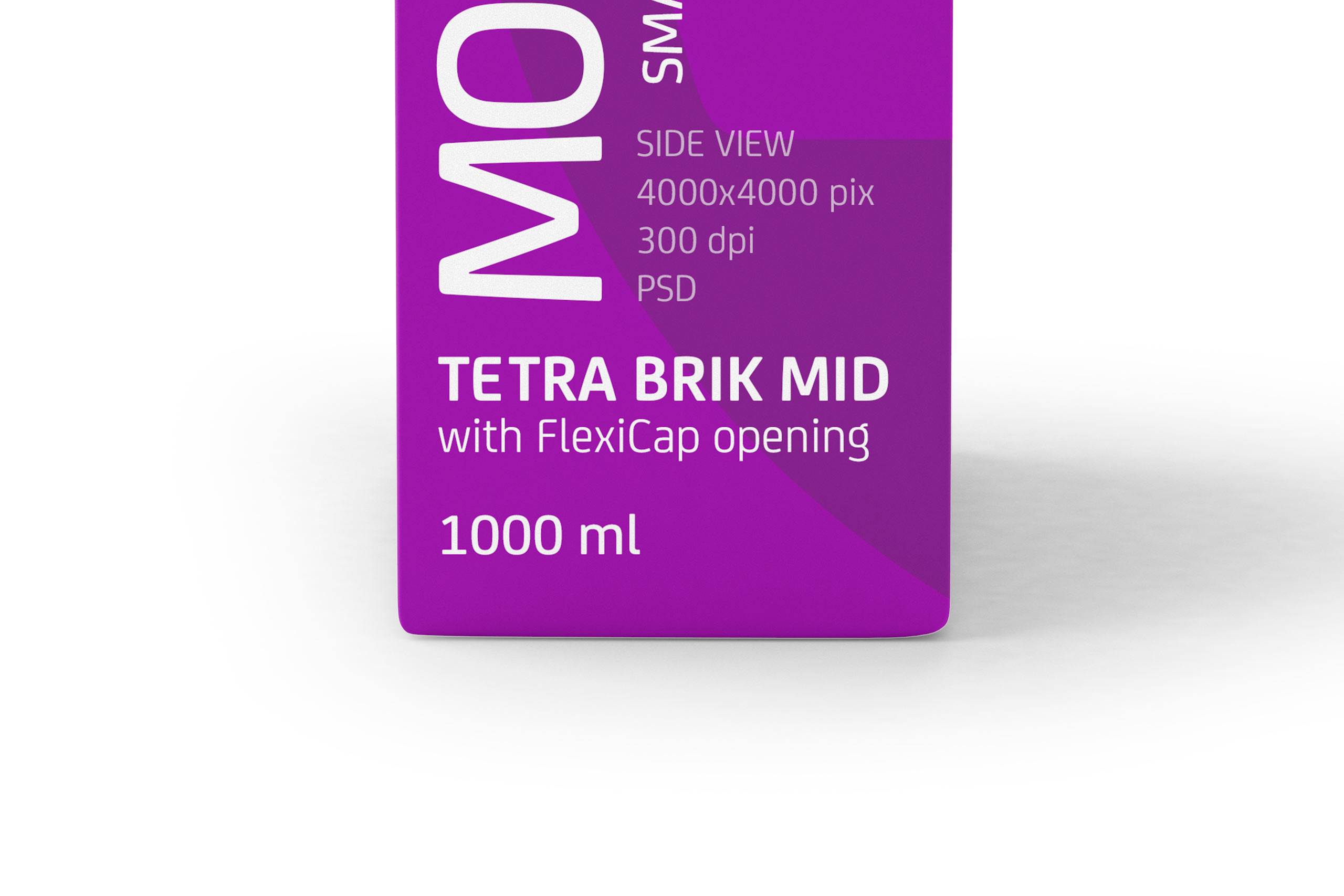 Tetra Pack Brick Mid 1000ml with FlexiCap PSD Mockup Side View
