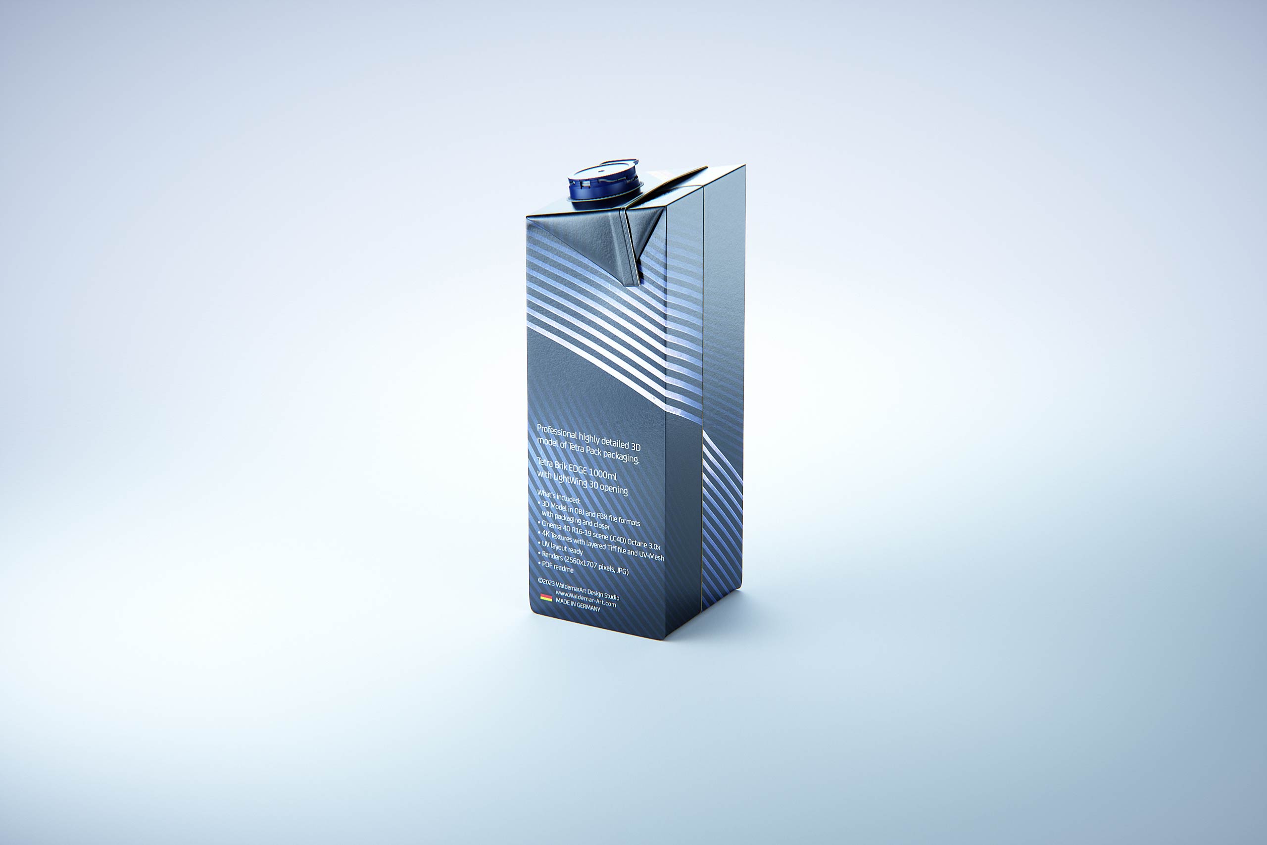 Tetra Pak Brik Edge 1000ml with tethered cap LightWing 30 premium carton packaging 3D model